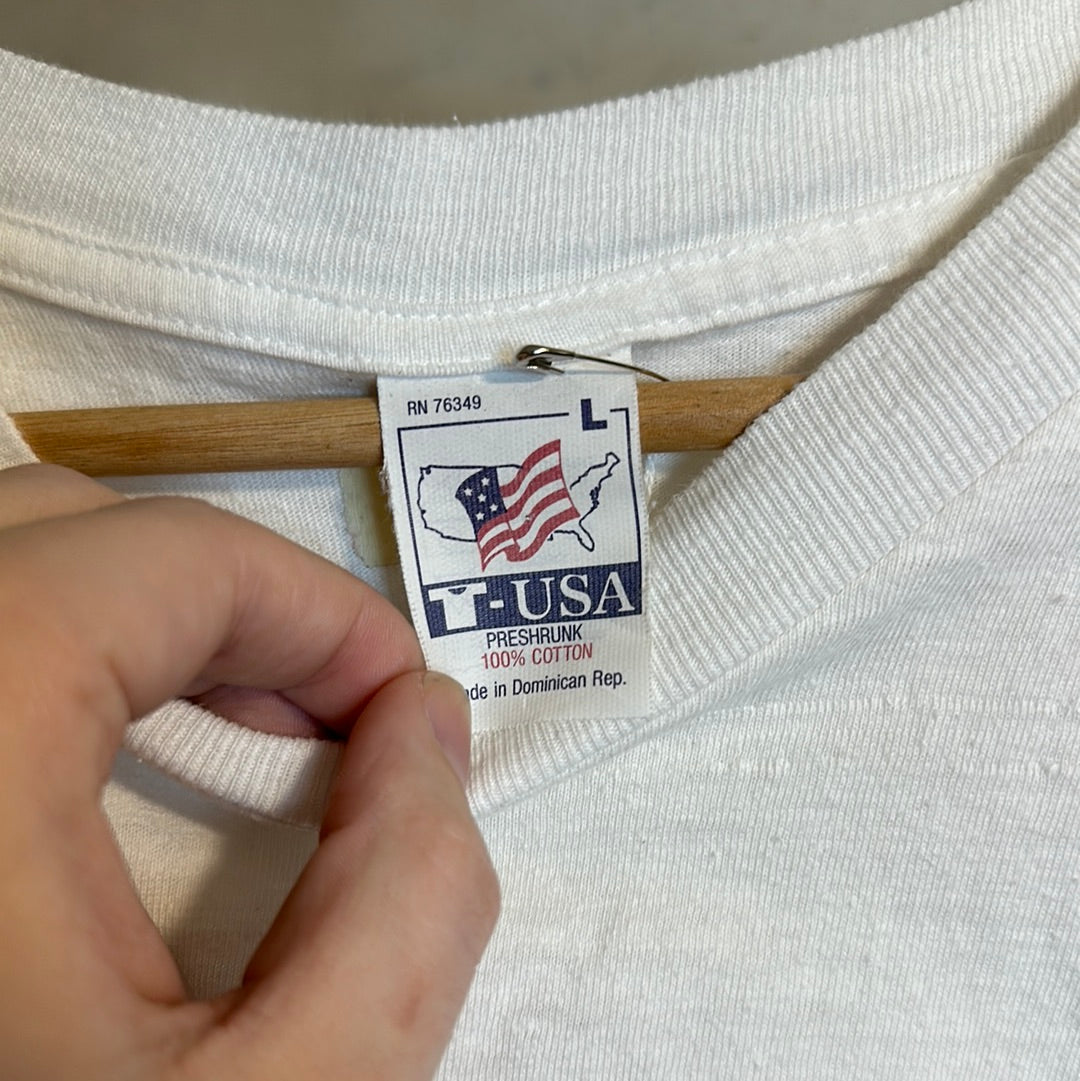 Pebbles and Bam Bam White Tee Sz L