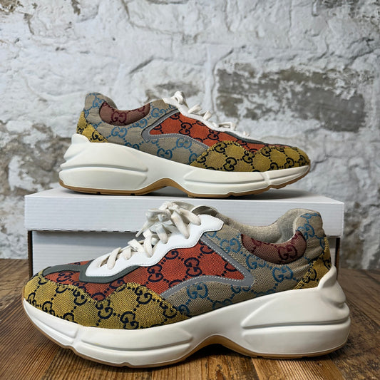 Gucci Rhyton Multicolor GG Monogram White Sneaker Sz 9.5