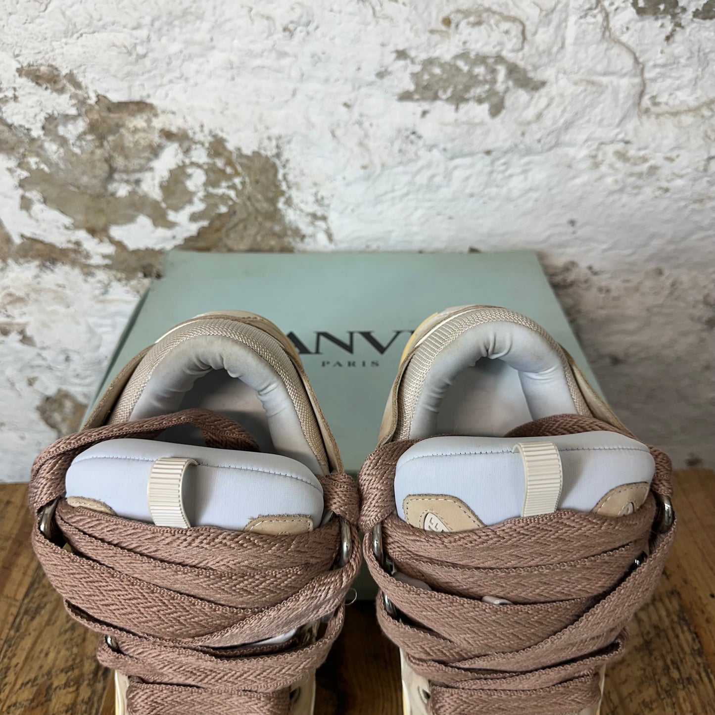 Lanvin Curb Beige Lace Nude Sneaker Sz 12 (45)