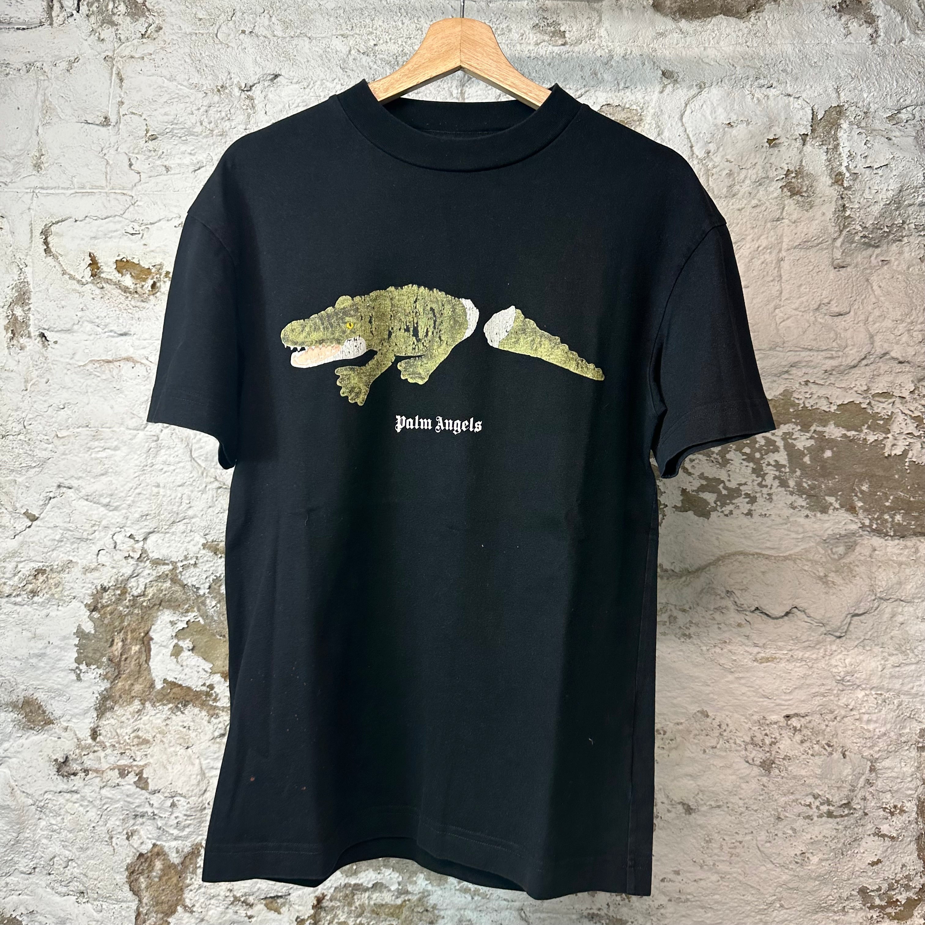 Palm Angels Alligator T-shirt Black Sz XS (Bleach Stains)