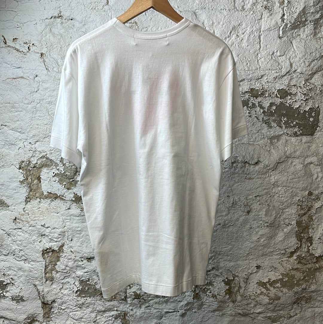 CDG Pink Red Heart White T-Shirt Sz XL DS