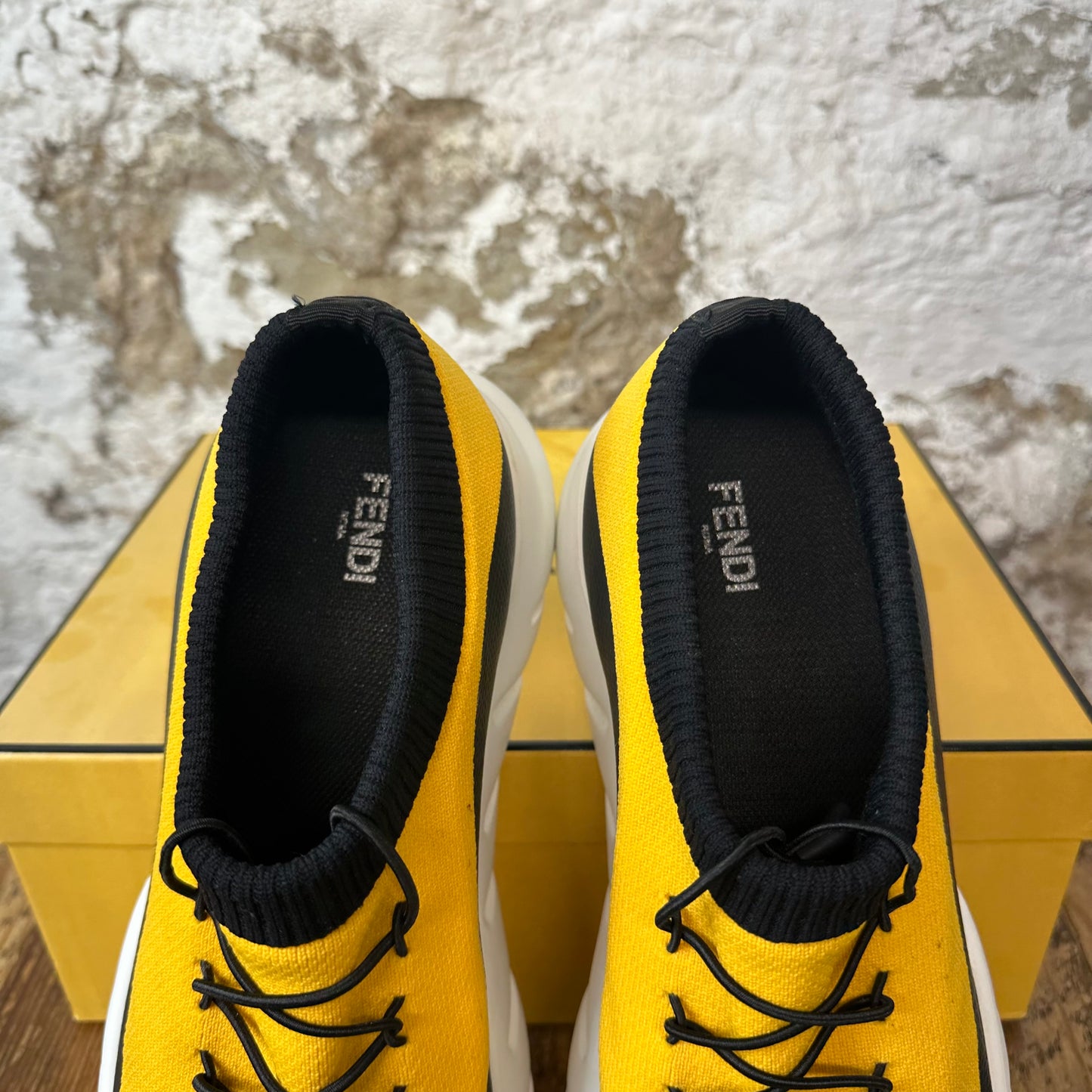 Fendi Mesh Black Yellow Sneaker Sz 12 (45)