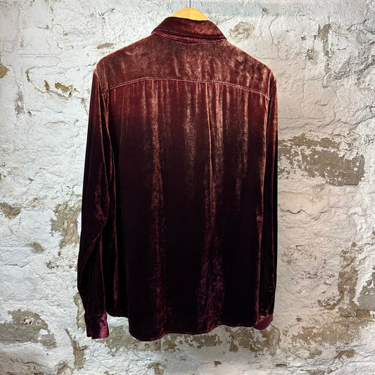 Saint Laurent Red Velour Button Up Sz XL