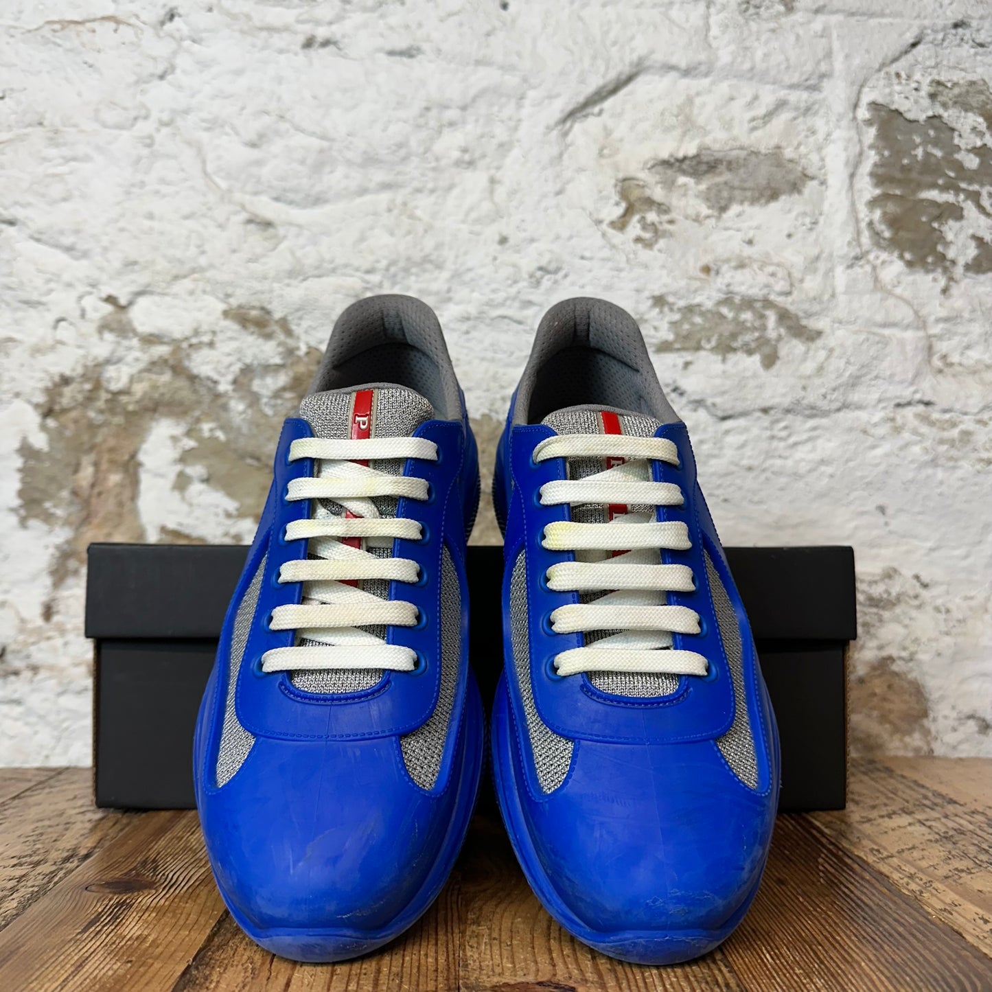 Prada Americas Cup Blue Rubber Sneaker Sz 8 (41)