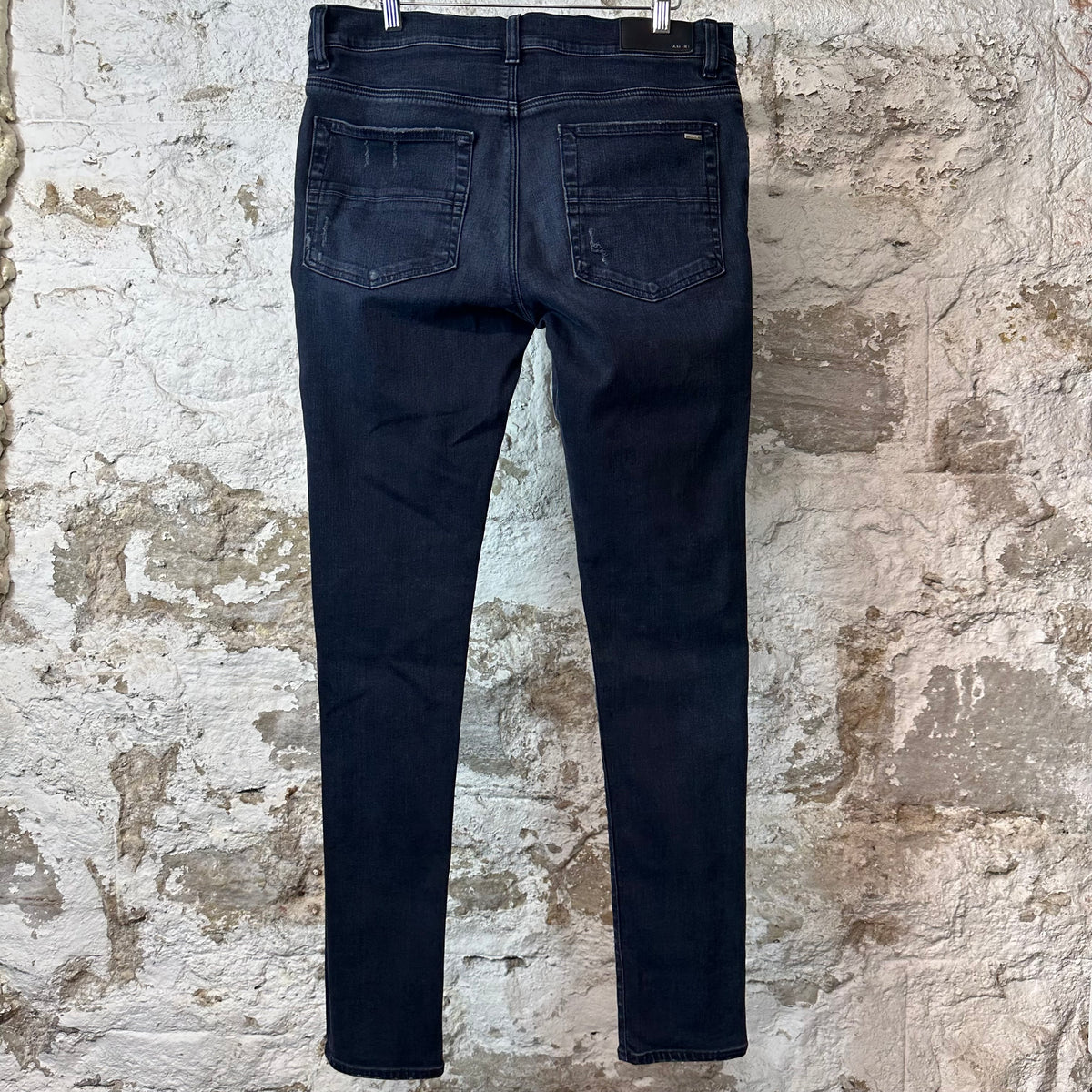 Amiri MX1 Red Suede Faded Black Denim Jeans Sz 33