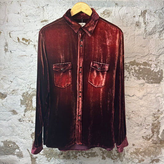 Saint Laurent Red Velour Button Up Sz XL