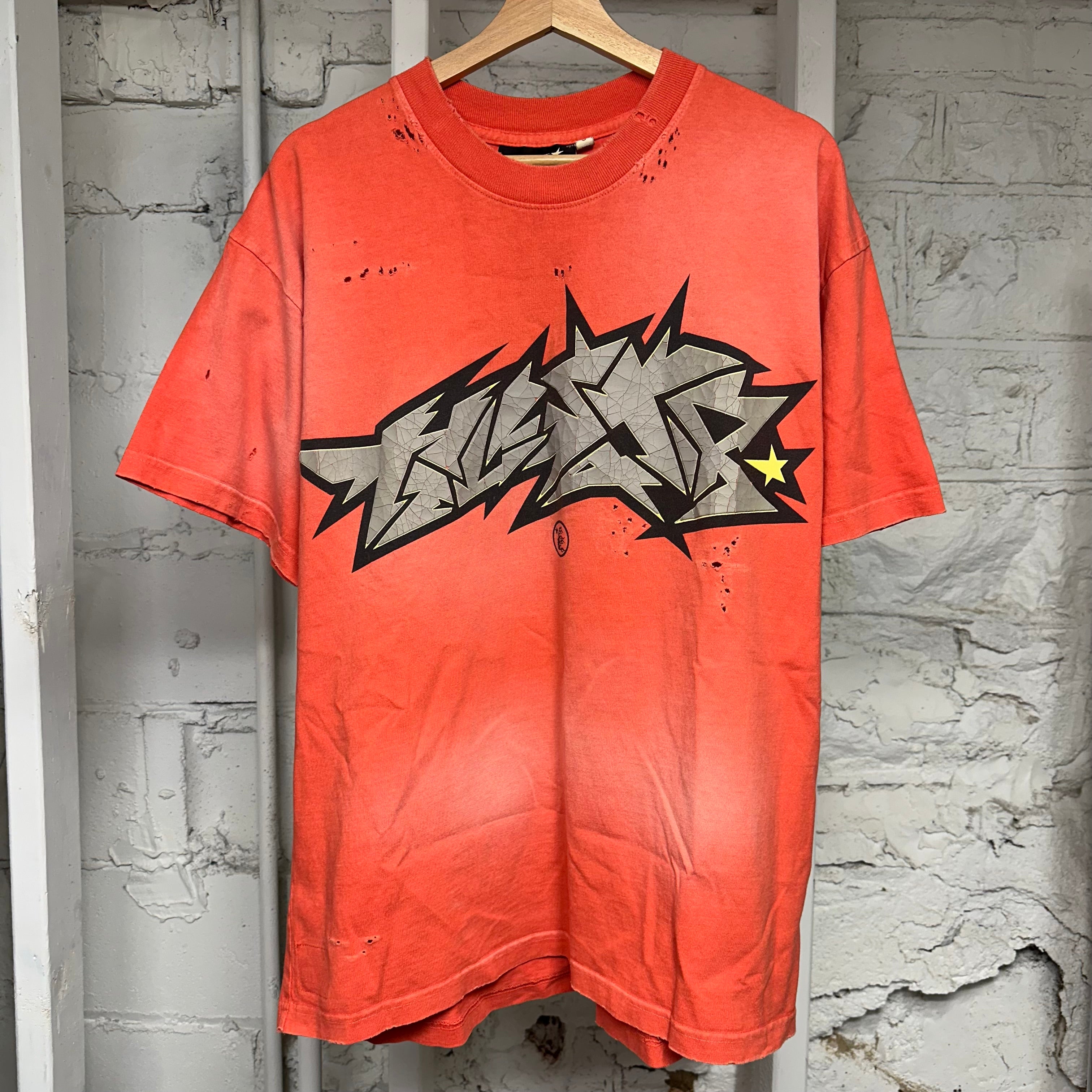 Hellstar Orange Spellout T-Shirt Sz M