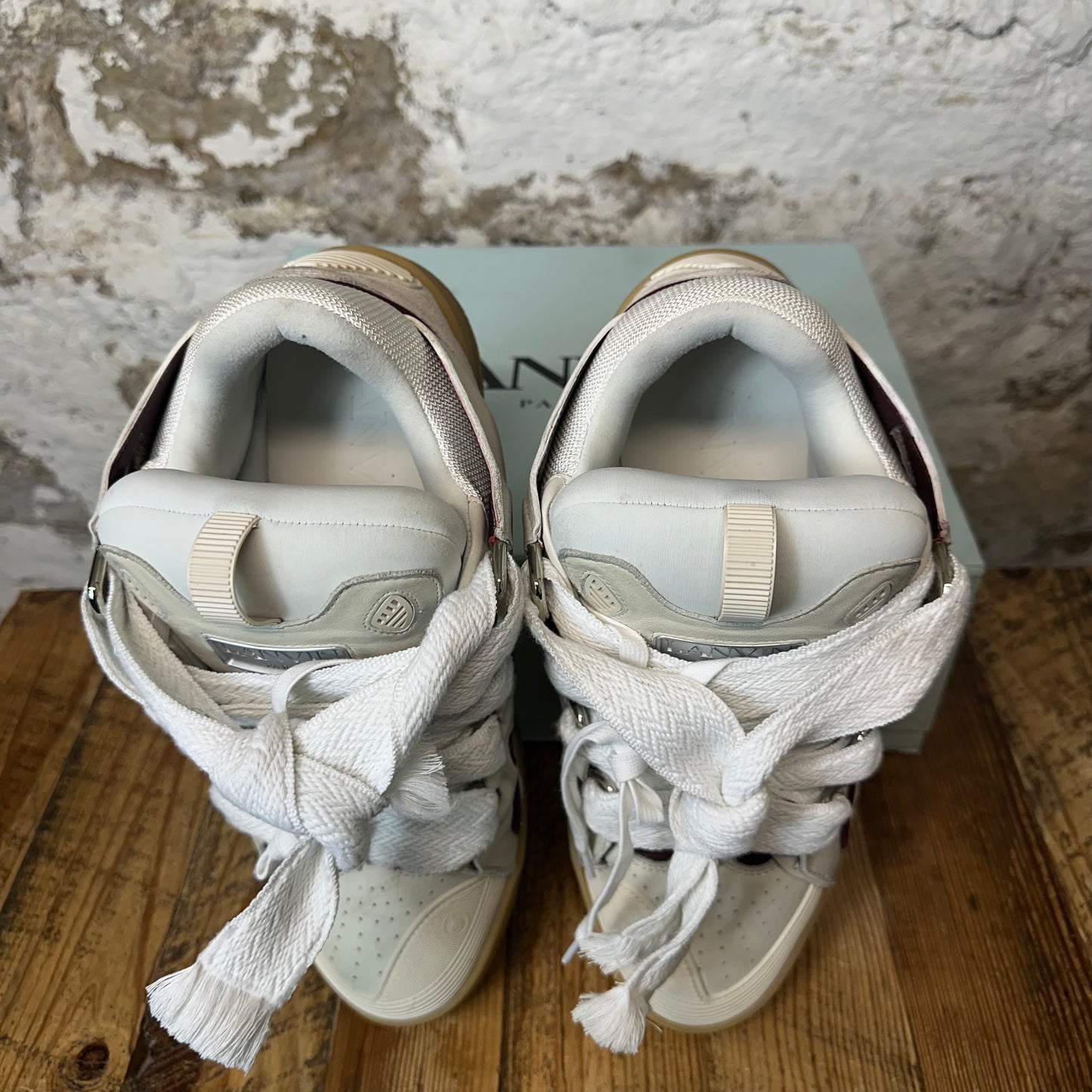 Lanvin Curb White Lace Maroon Grey Sneaker Sz 13 (46)