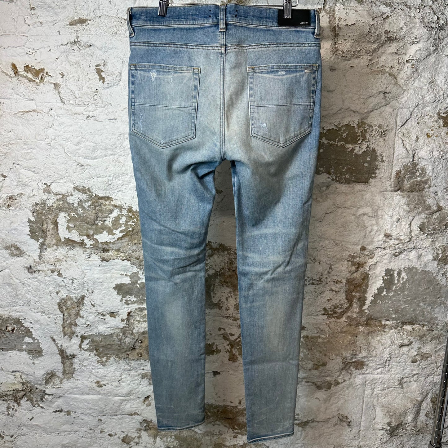 Amiri Plain Distressed Blue Denim Jeans Sz 34