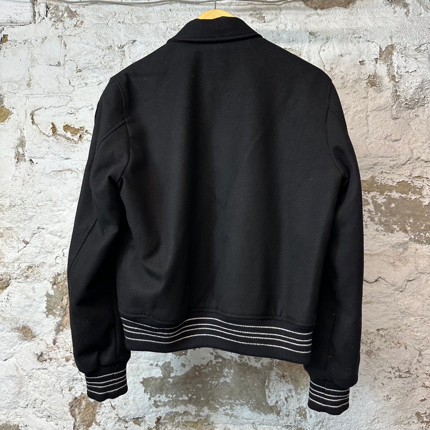 Amiri Cream Bones Black Varsity Jacket Sz S (46)