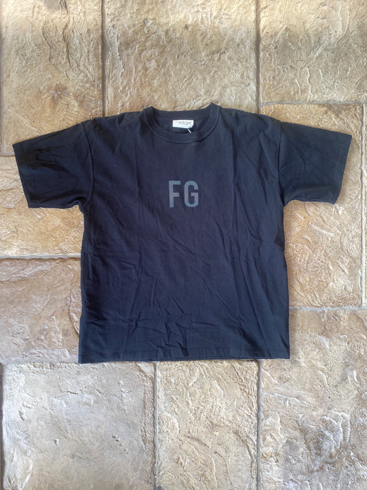 Fear of God Essentials Jet Black FG Logo T-Shirt Sz M