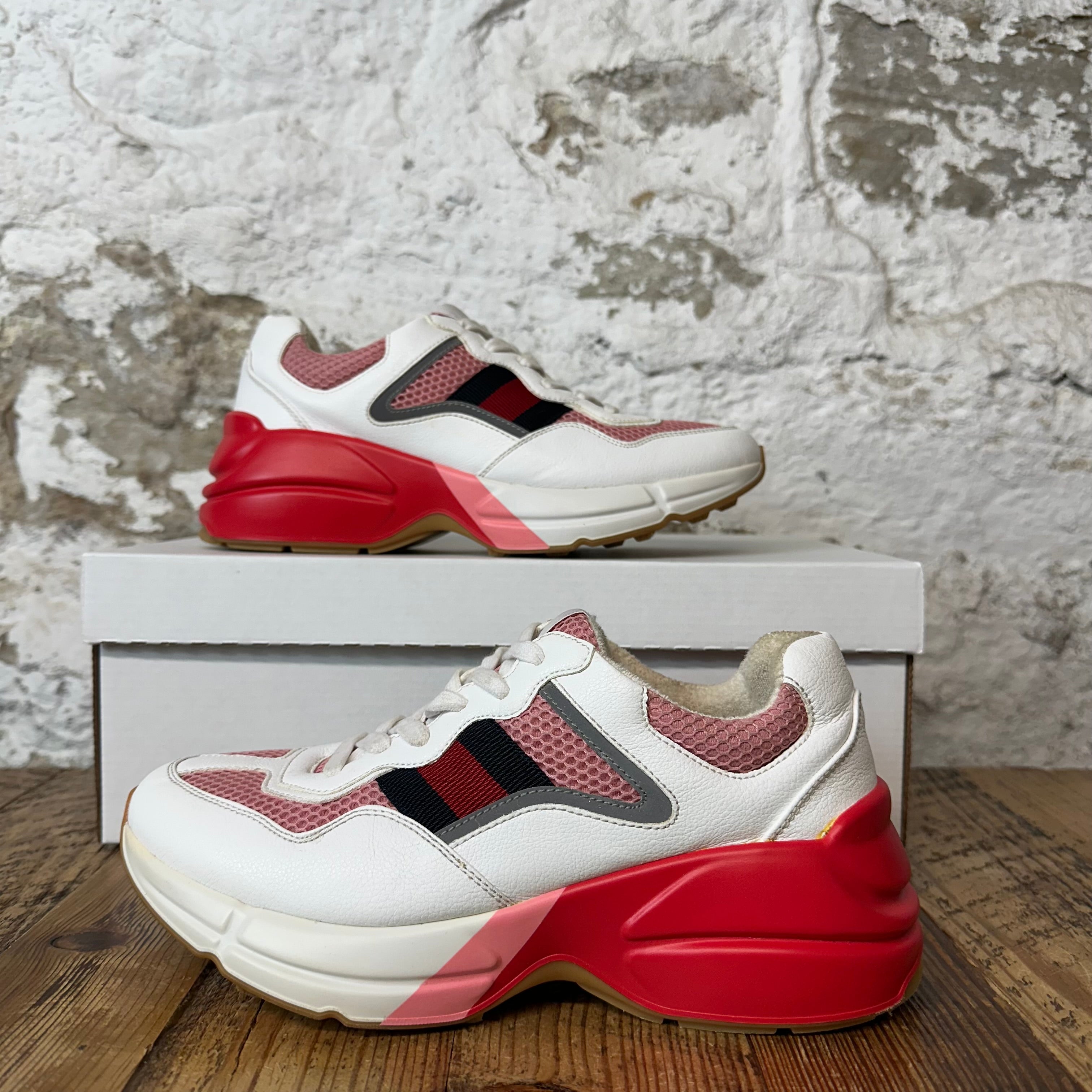 Gucci Rhyton White Pink Red Sneaker Sz 5.5 (37.5)