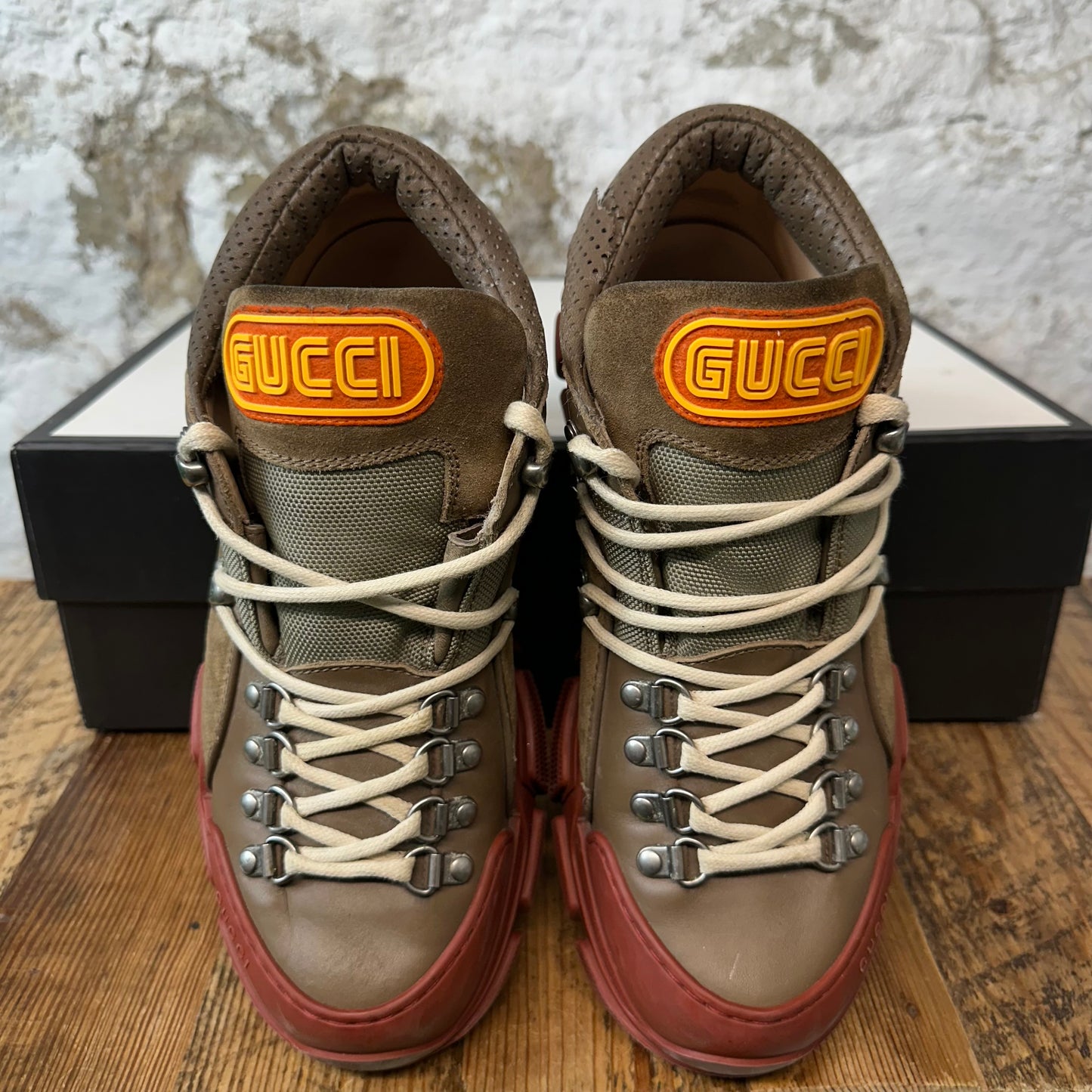 Gucci Flashtrek Brown Maroon Boot Sneaker Sz 7