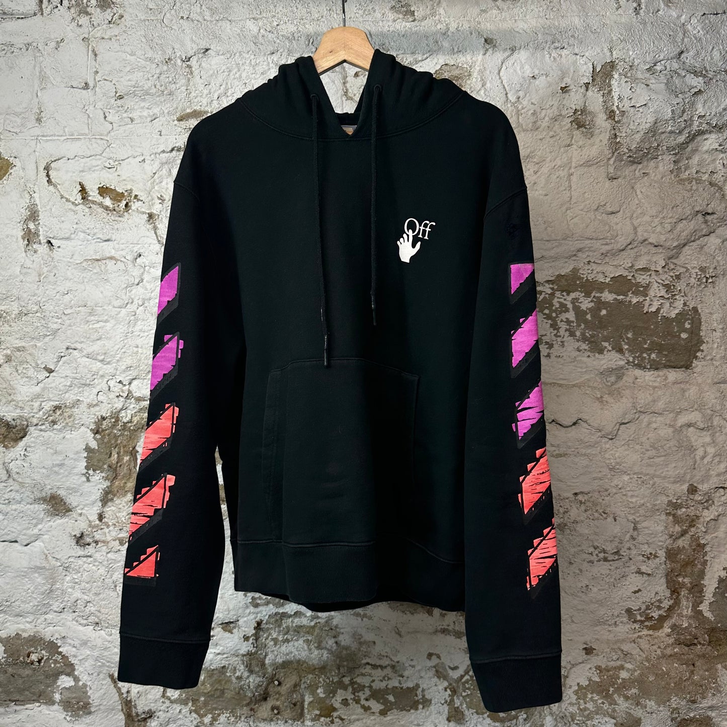 Off White Gradient Hoodie Black Sz XL (Ripped)