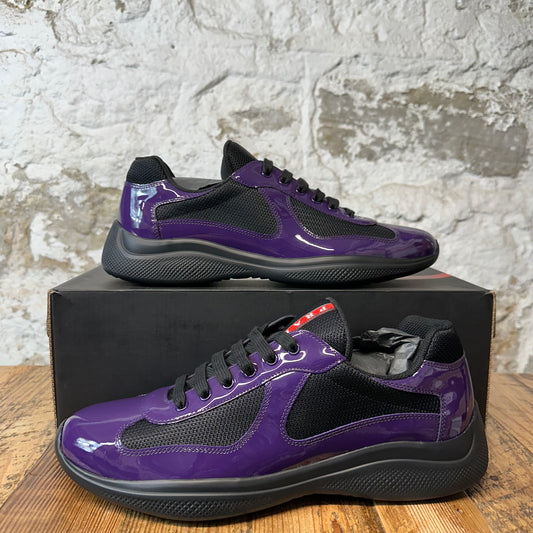 Prada Americas Cup Purple Patent Black Sneaker Sz 11 DS