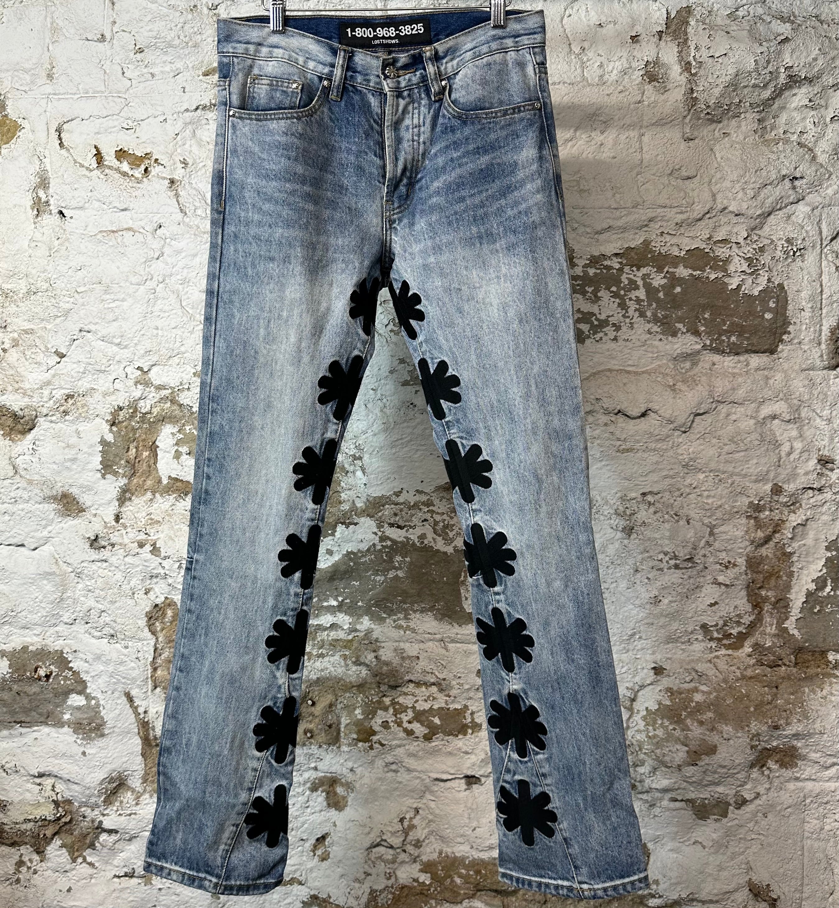 Lost Shadows Sun Logo Blue Denim Jeans Sz 30