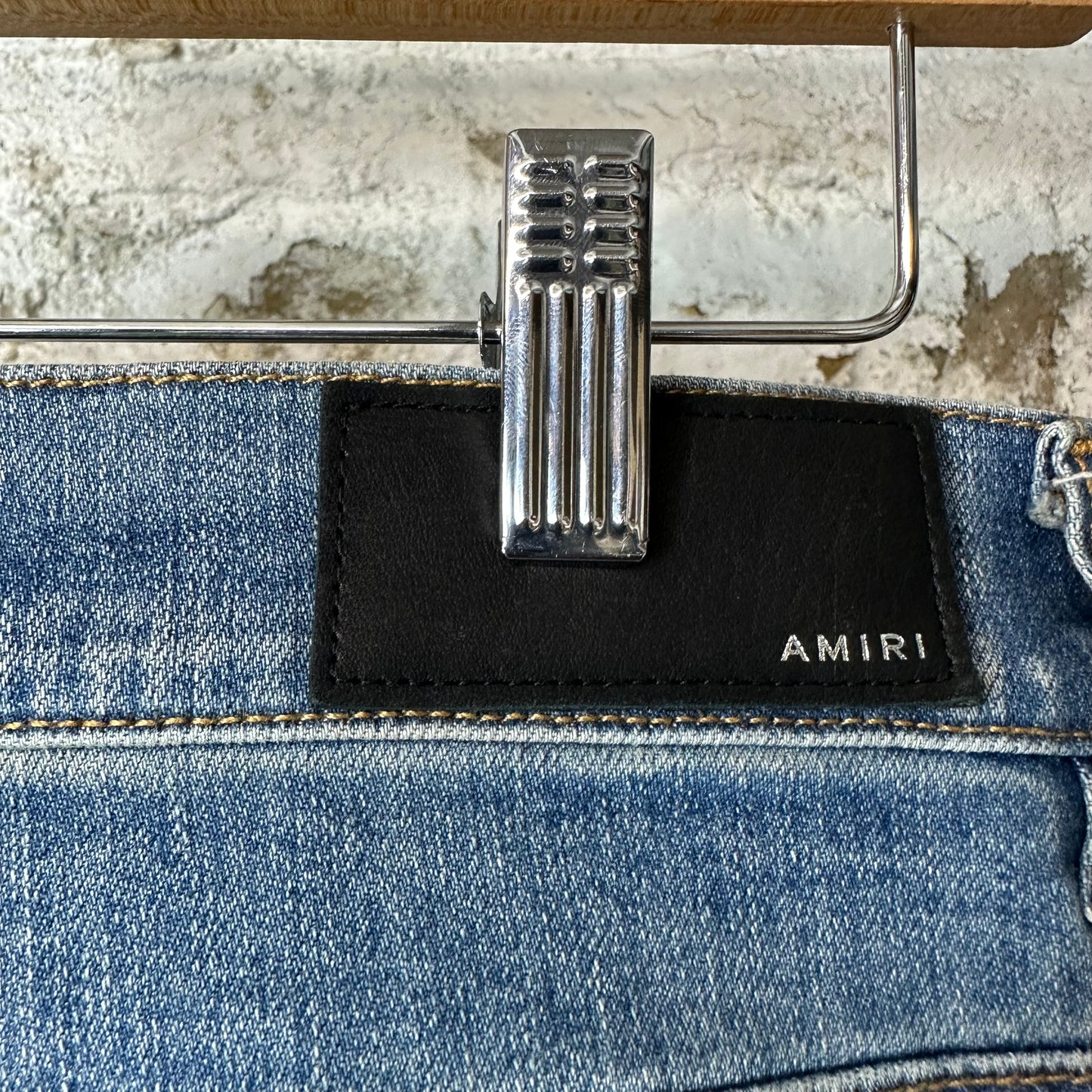 Amiri MX1 Brown Suede Blue Denim Jeans Sz 32