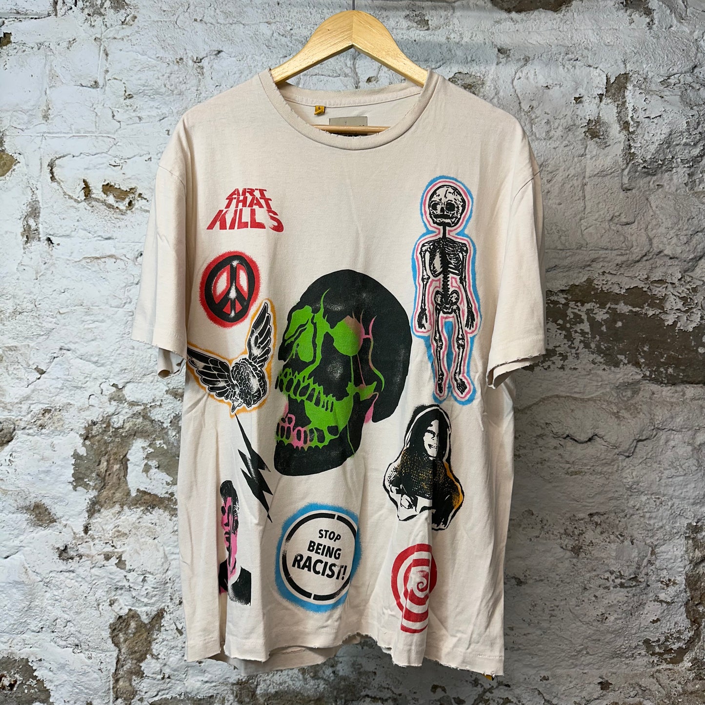 Gallery Dept Logos T-shirt Cream Sz L