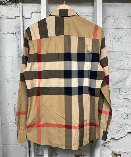 Burberry Tan Plaid Longsleeve Button Up Sz S