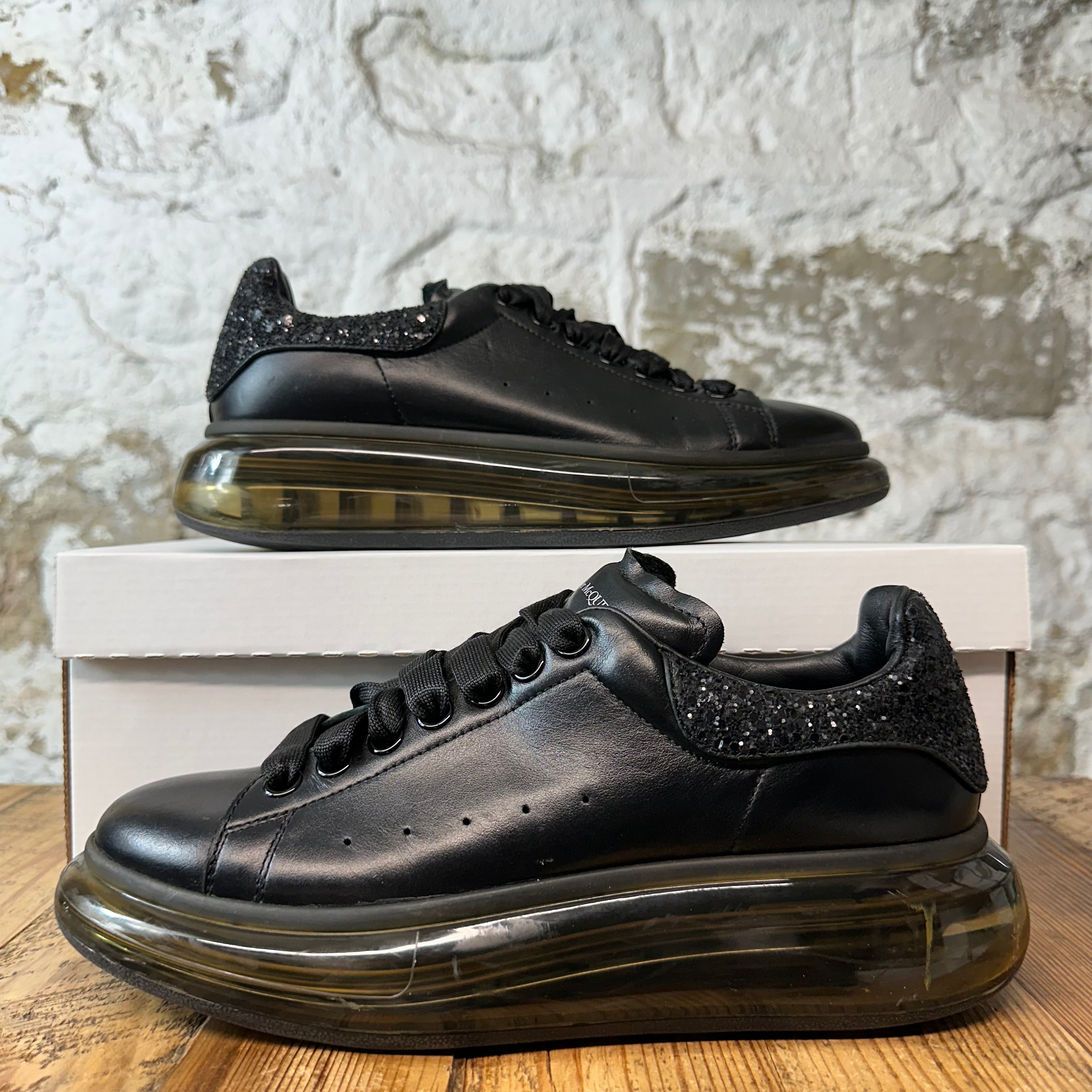 Alexander McQueen Glitter Tab Black Sneaker Sz 7 (40)
