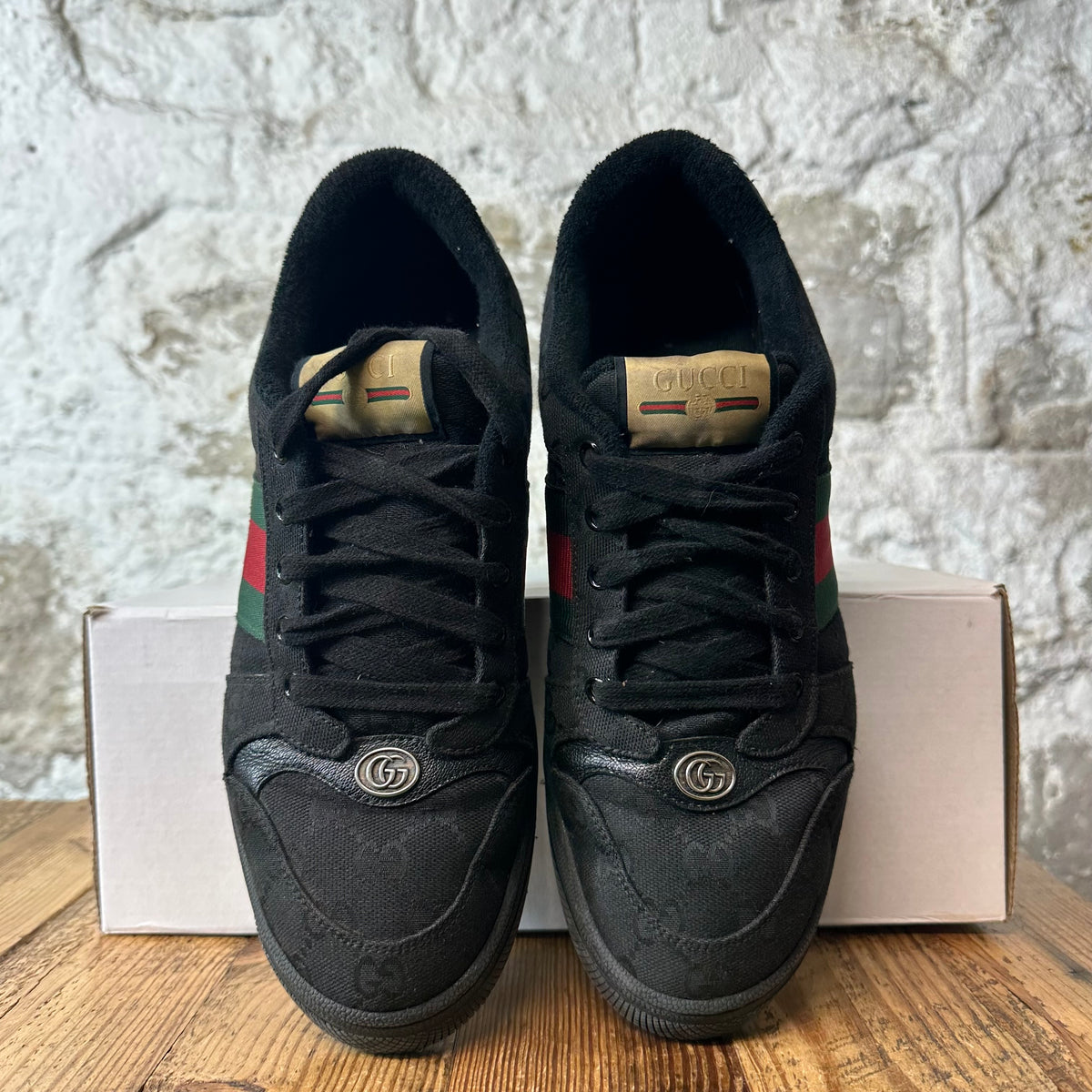 Gucci Screener Triple Black Monogram Sneaker Sz 8.5