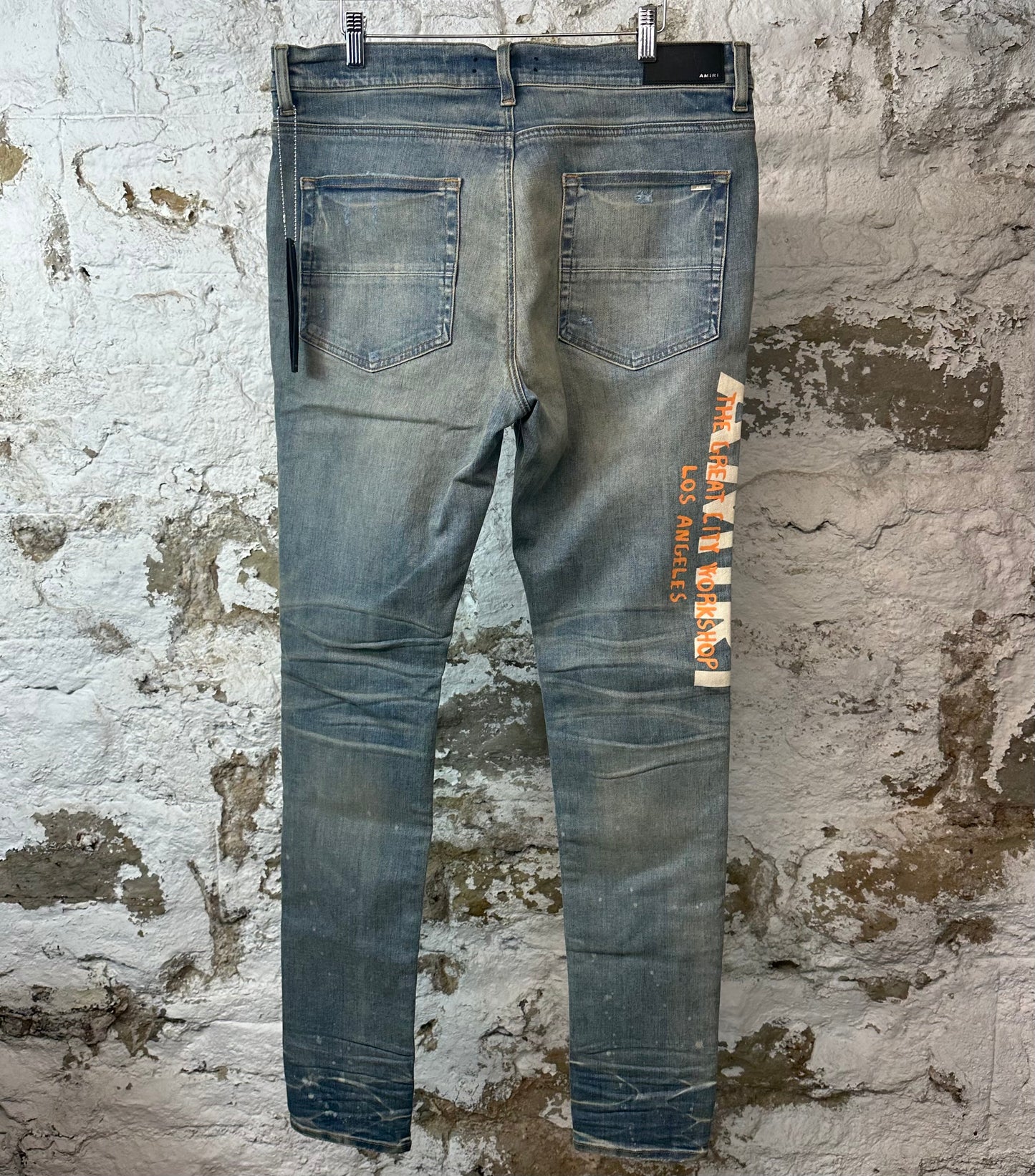 Amiri Orange TGCW Blue Denim Jeans