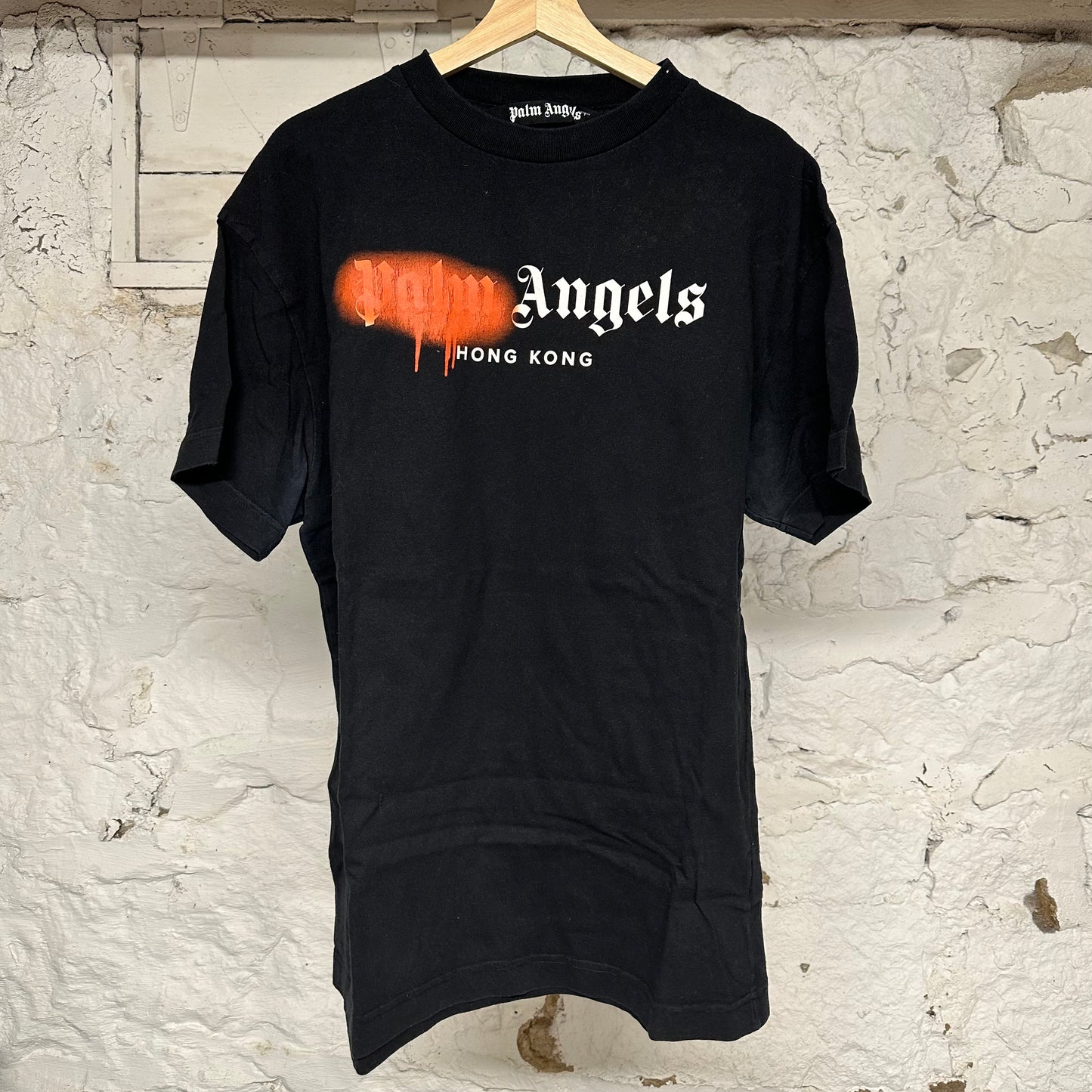 Palm Angels Orange Spray HK T-shirt Black Sz L