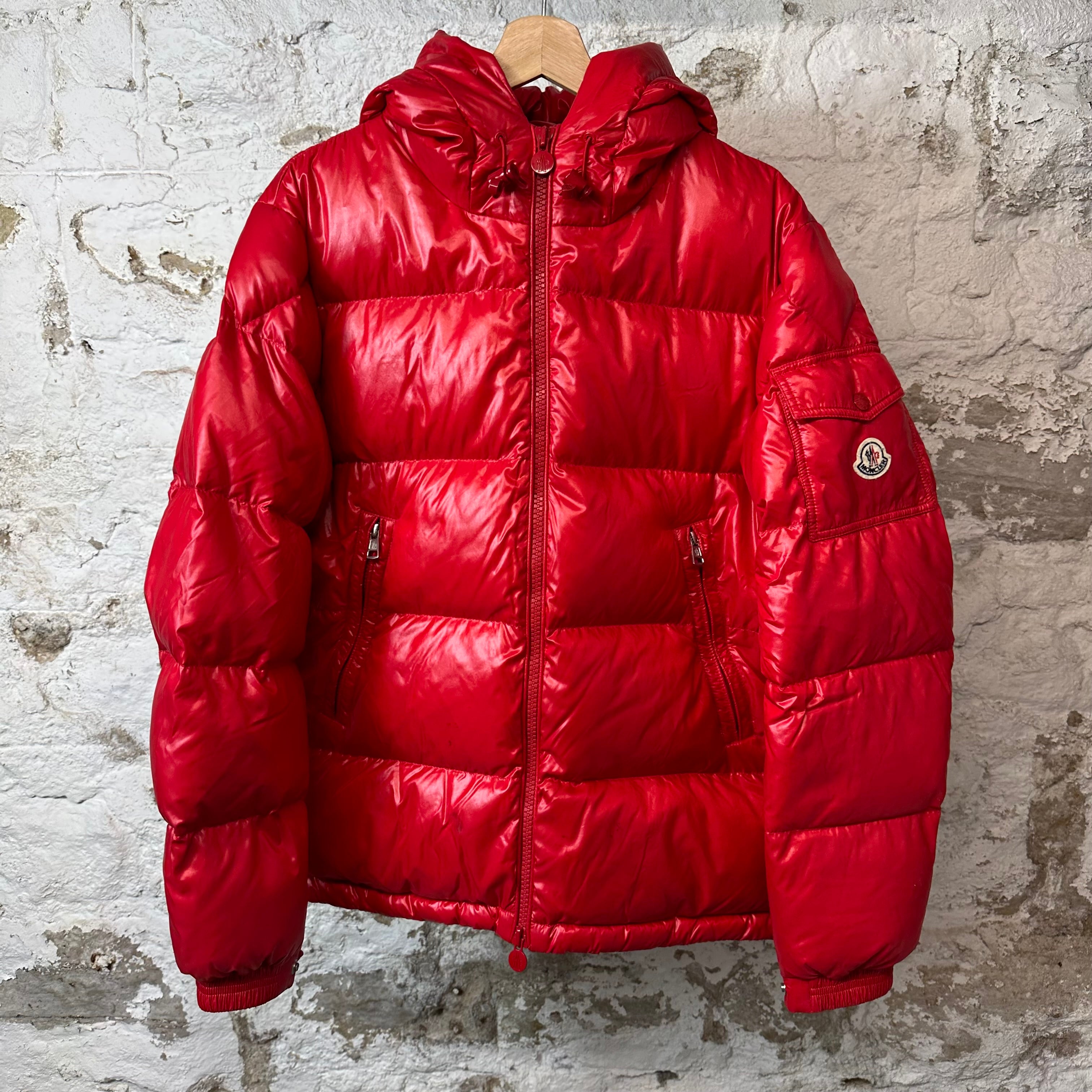 Moncler Ecrin Guibbotto Red Puffer Jacket Sz M (2) (Stained)
