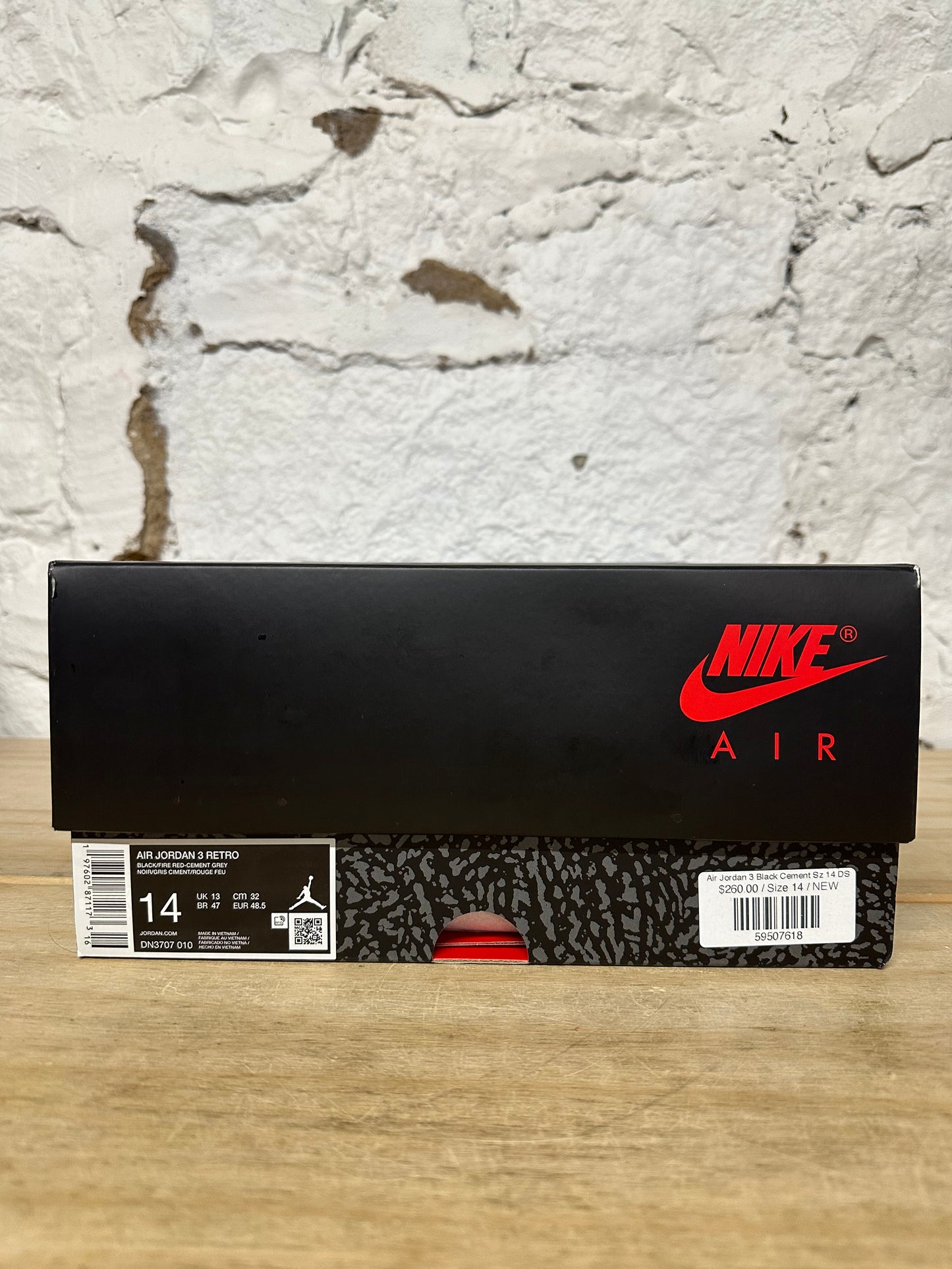 Air Jordan 3 Black Cement Sz 14 DS