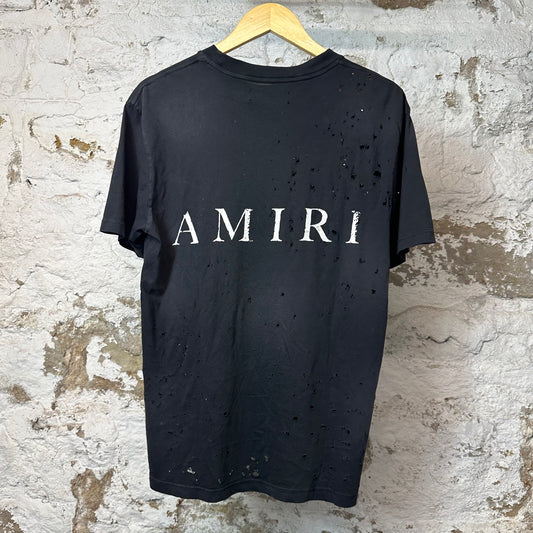 Amiri White AM Distressed Black T-shirt Sz XS