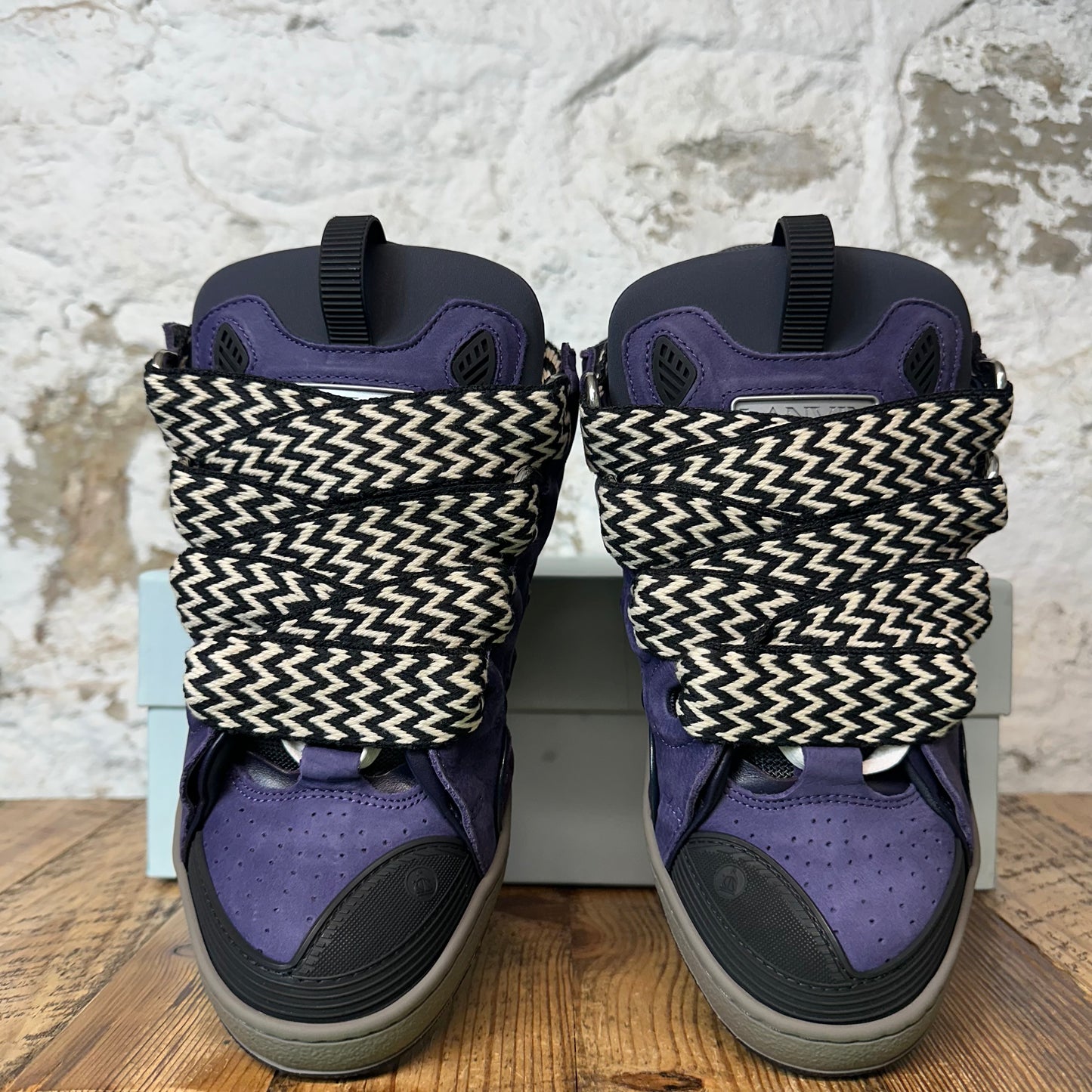 Lanvin Curb Striped Lace Purple Sneaker