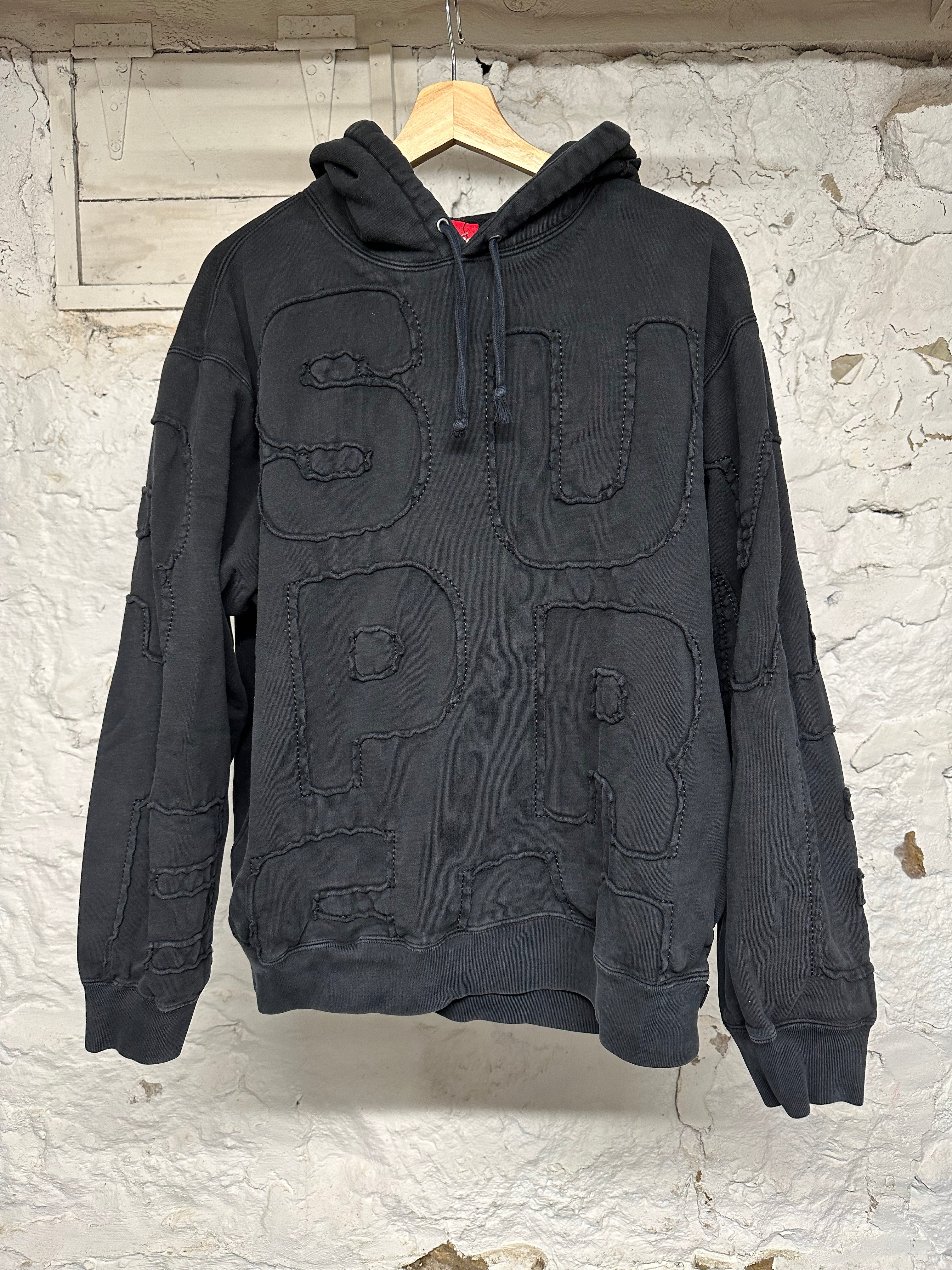 Supreme Cutout Letter Black Hoodie Sz L