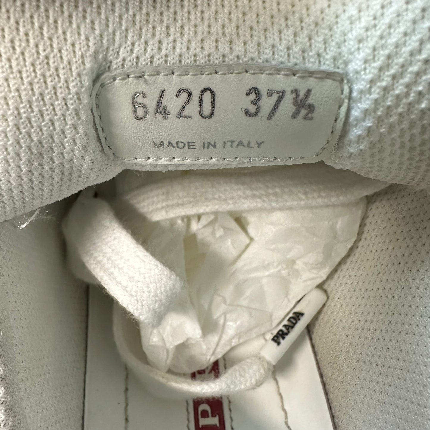 Prada Americas Cup Celeste Patent Grey White Sneaker Sz 5.5 (37.5)