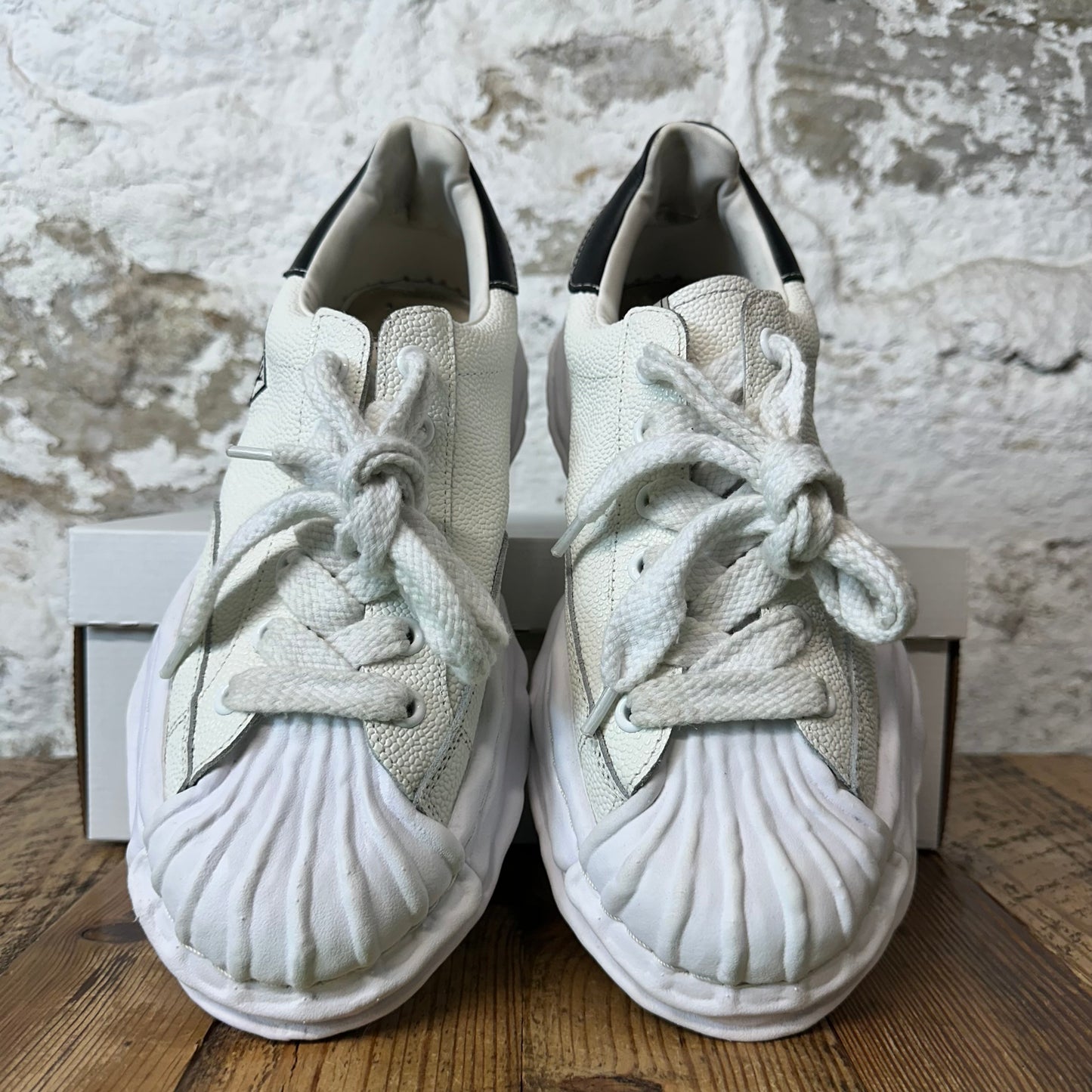 Maison Mihara White Tumbled Leather Sneaker Sz 10 (43)