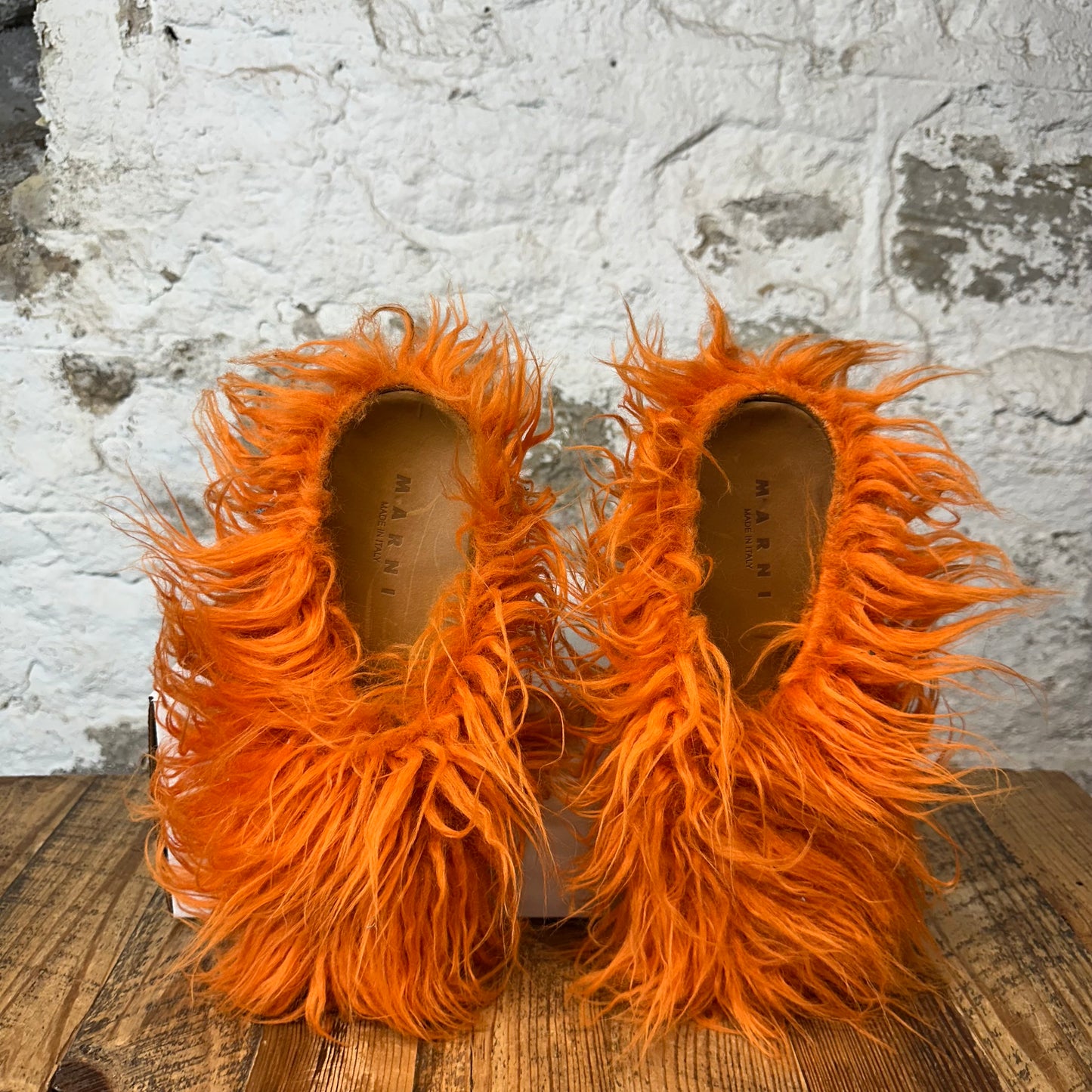 Marni Fussbett Sabot Orange Fur Mule Sz 10 (43)