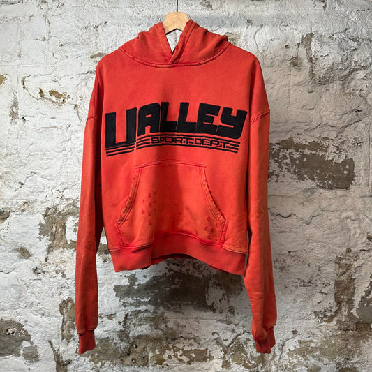 Vale Black Spellout Pullover Hoodie Red Sz M