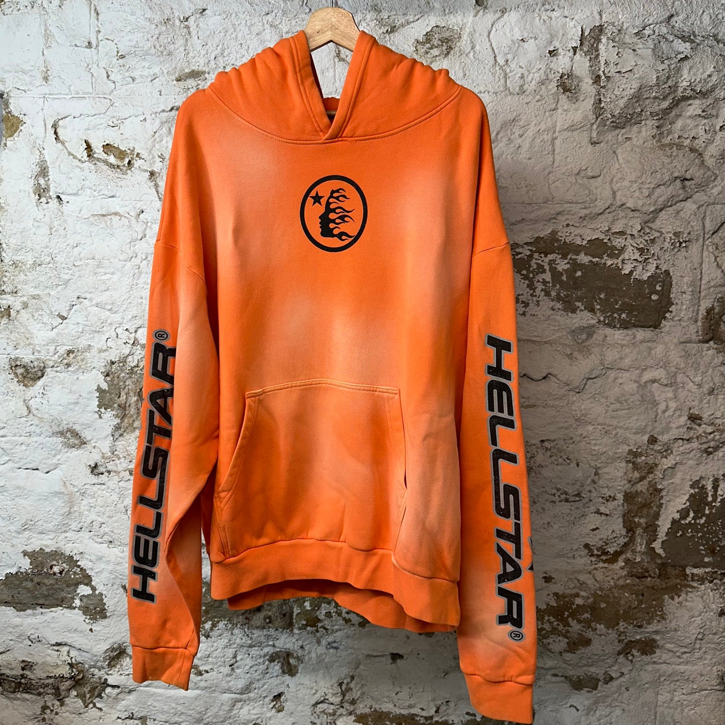 Hellstar Fire Logo Hoodie Orange Sz XL