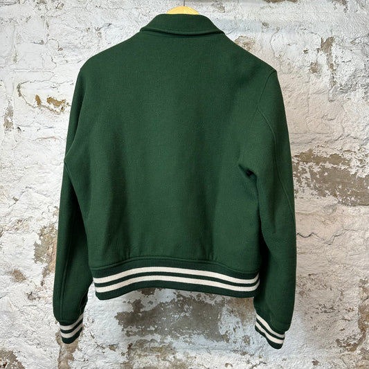 Amiri Cream Bone Varsity Jacket Green Sz M (48)