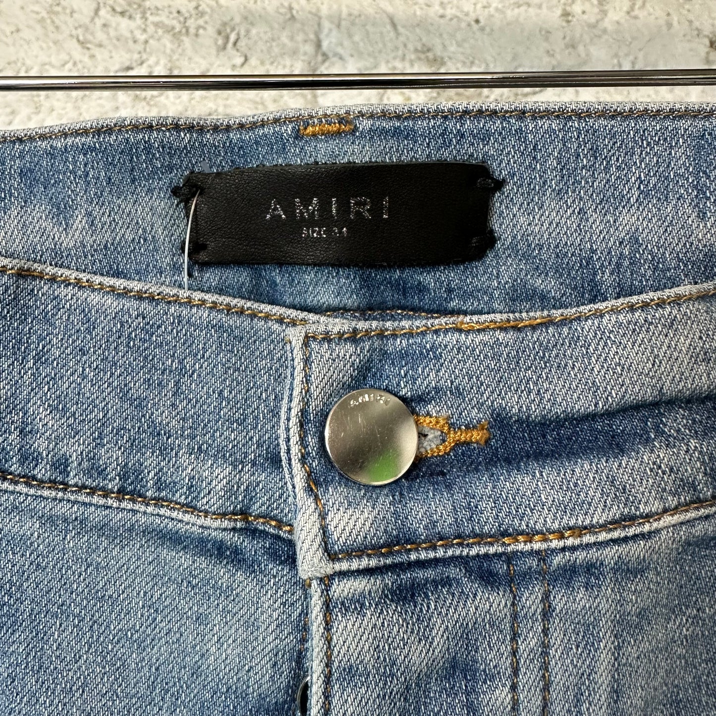 Amiri MX1 Multicolor Flannel Blue Denim Jeans Sz 34