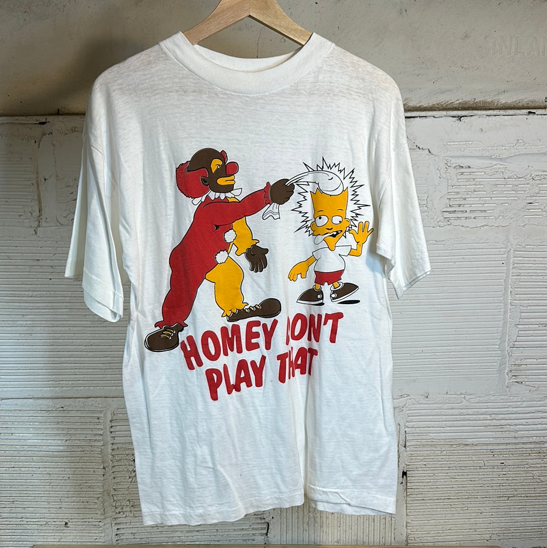 Bootleg Bart Simpson Clown White Tee Sz L