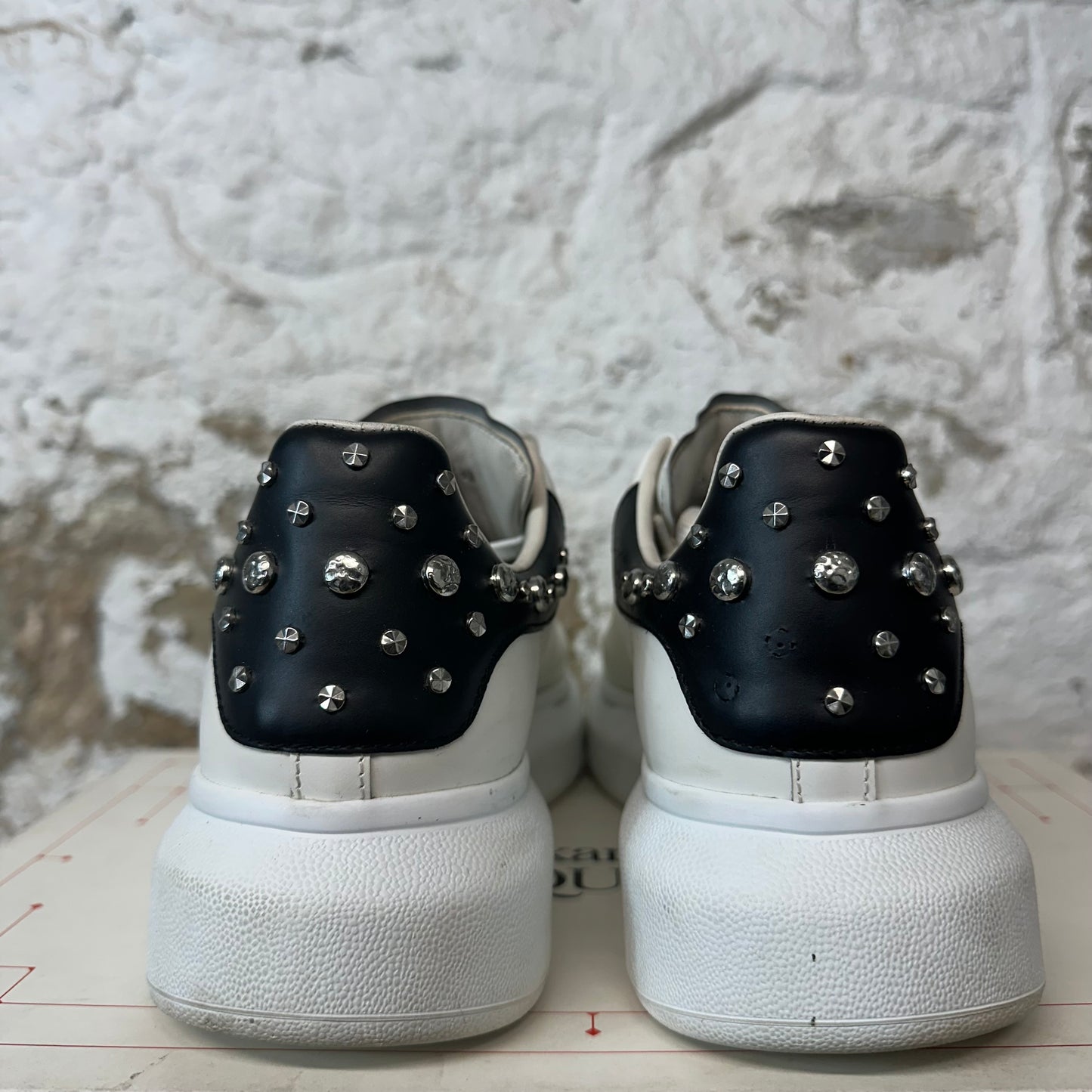 Alexander Mcqueen Black Stud Tab White Sneaker Sz 9.5 (42.5)