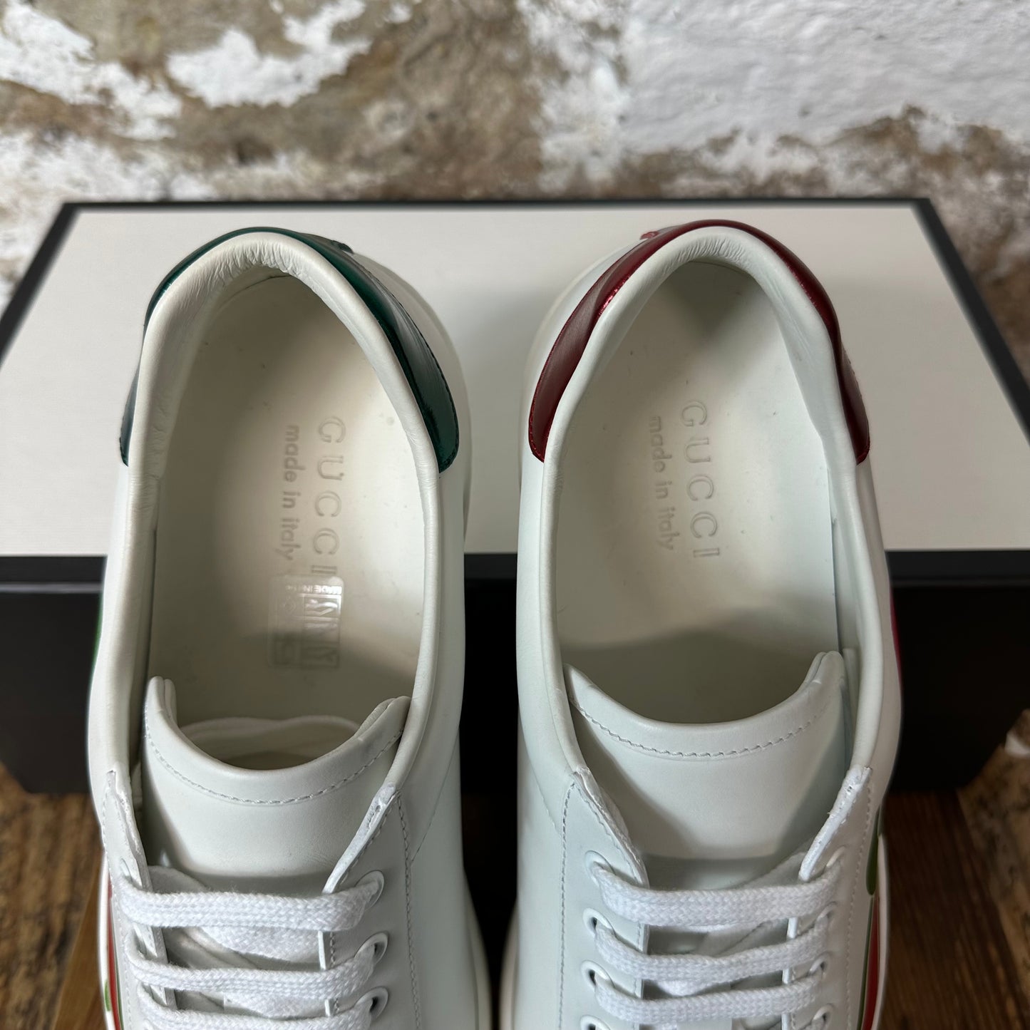 Gucci Red Green Logo White Ace Sneaker Sz 9