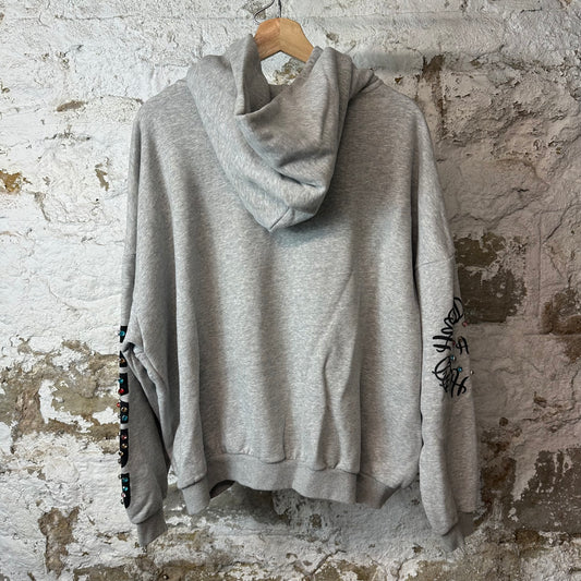 HMDD Crystals Grey Zip Up Hoodie Sz M