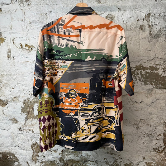 Rhude Racing Silk Button Up Shirt Sz M