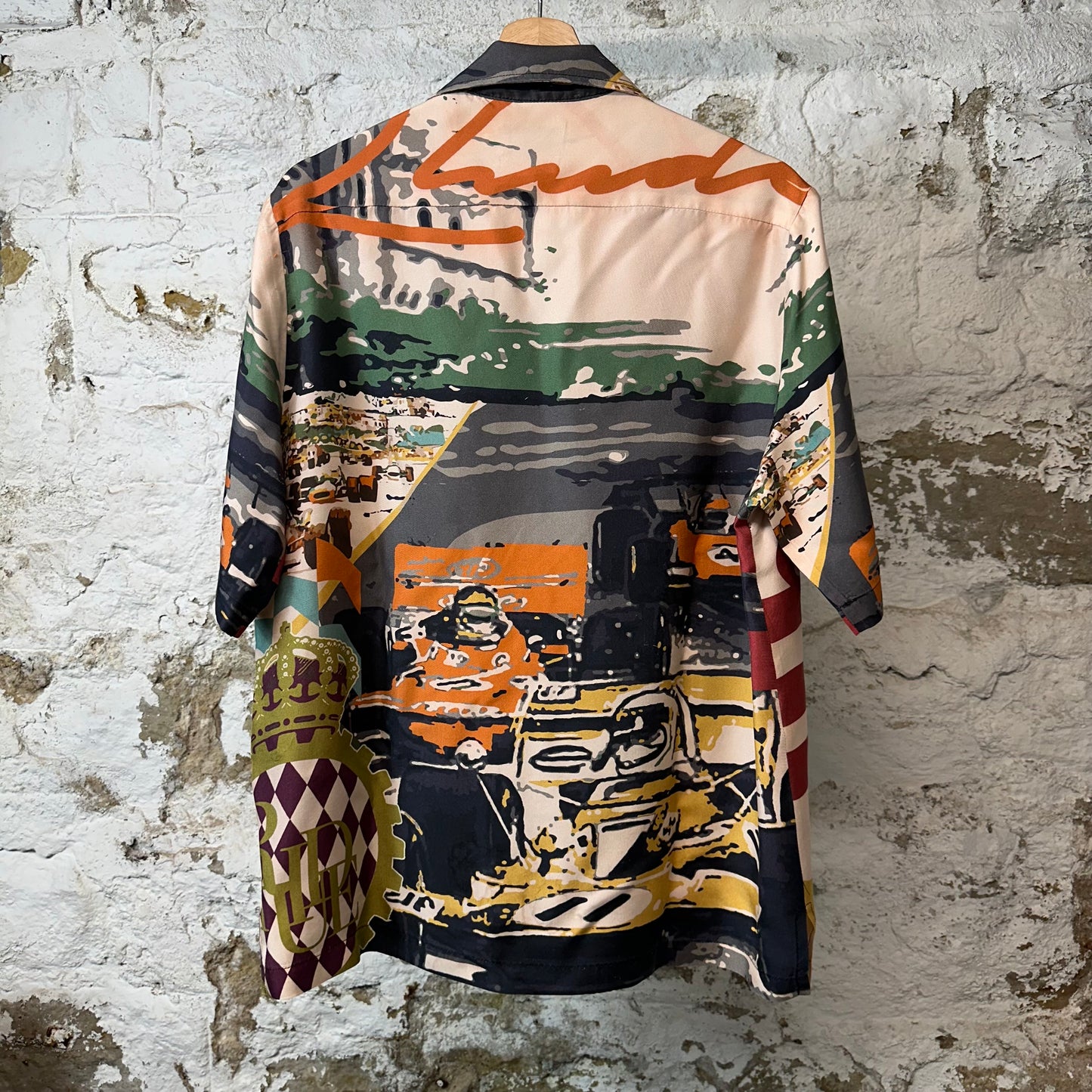 Rhude Racing Silk Button Up Shirt Sz M
