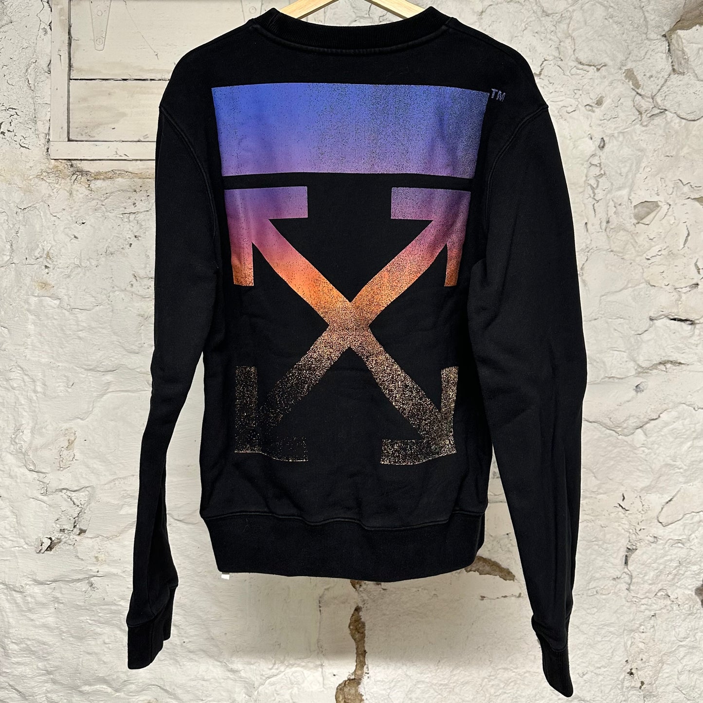 Off-White Gradient Logo Black Crewneck Sz M