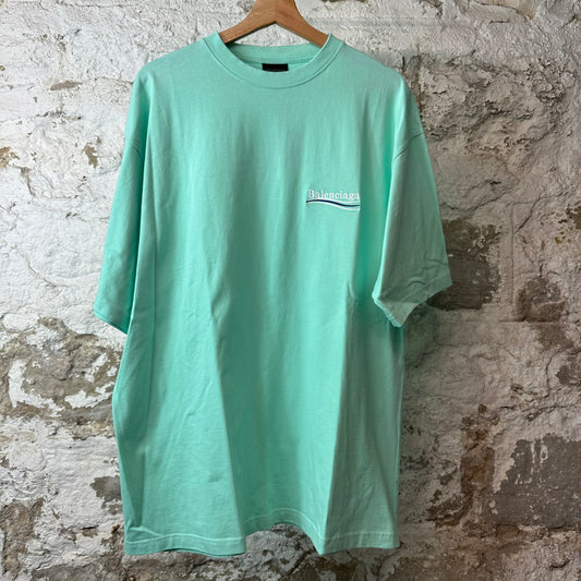 Balenciaga Political Mint Green T-Shirt Sz L