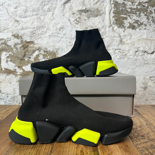 Balenciaga Black Neon Green Sock Runner Sz 5 (37)