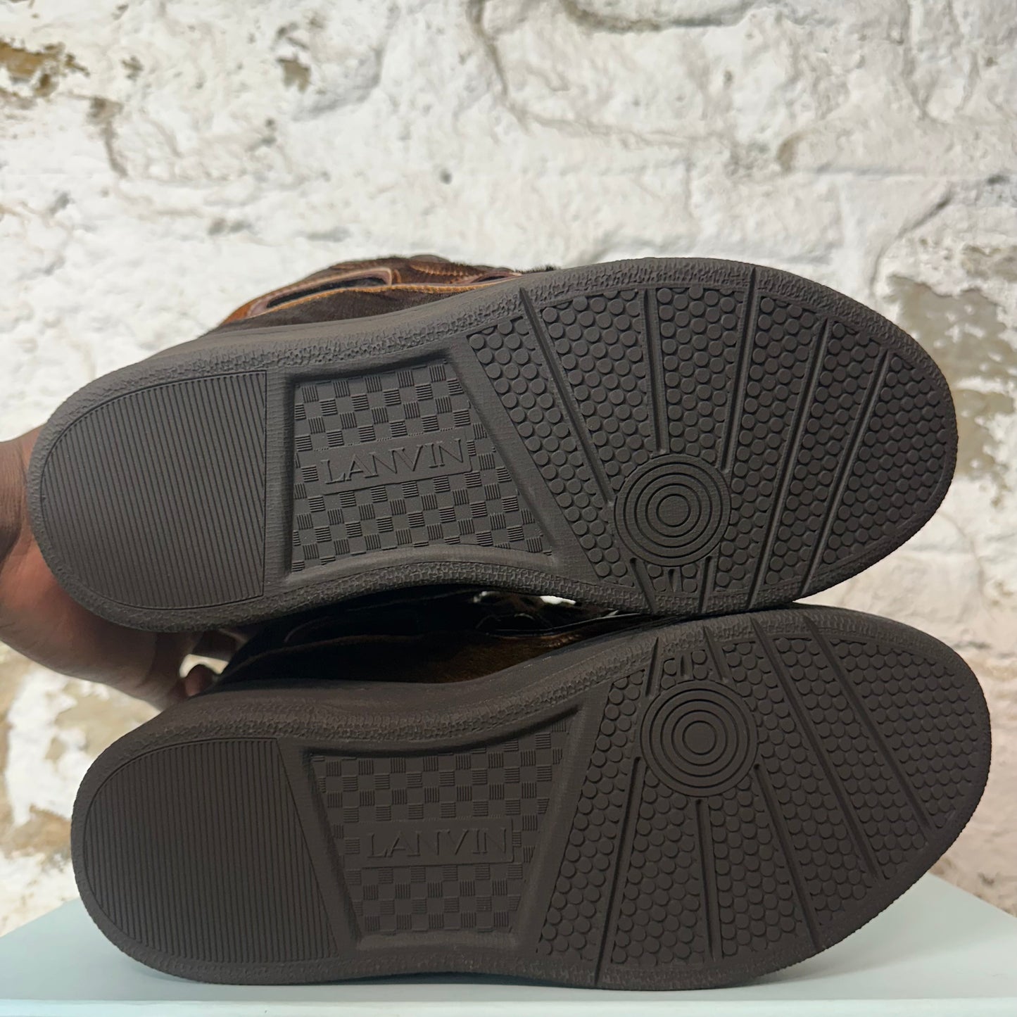 Lanvin Curb Brown Pony Hair Sneaker