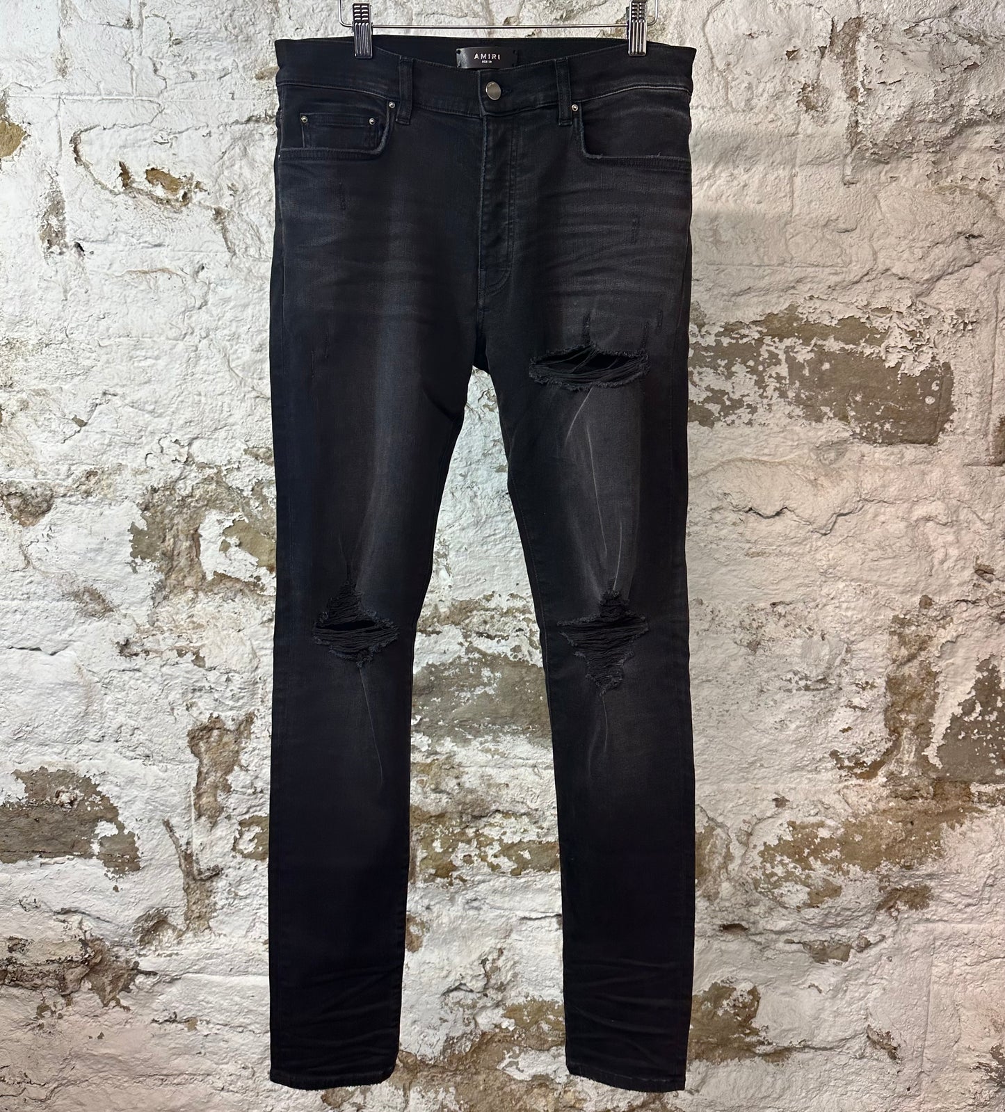 Amiri Distressed Faded Black Denim Jeans Sz 32